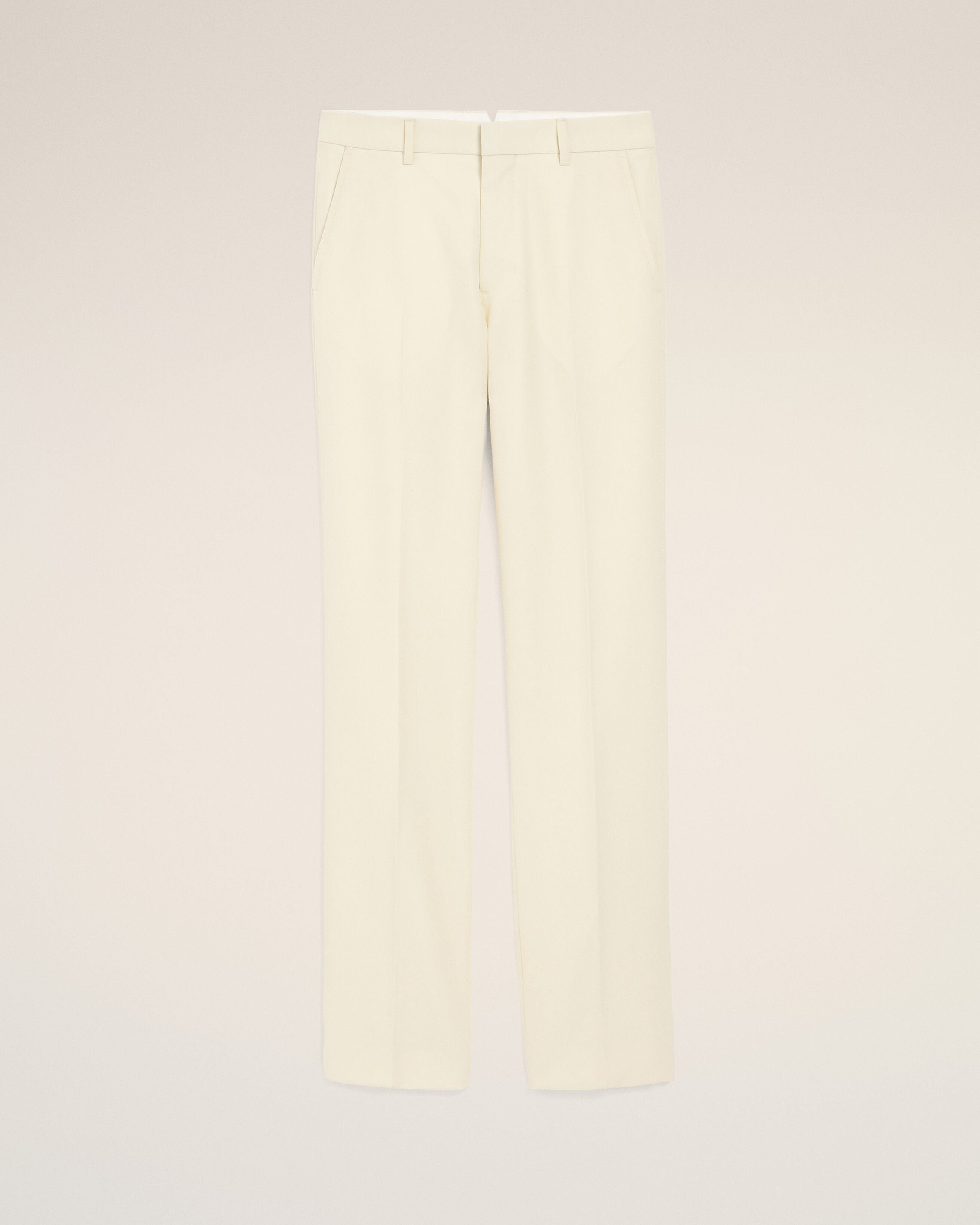 White Wool Straight Trousers