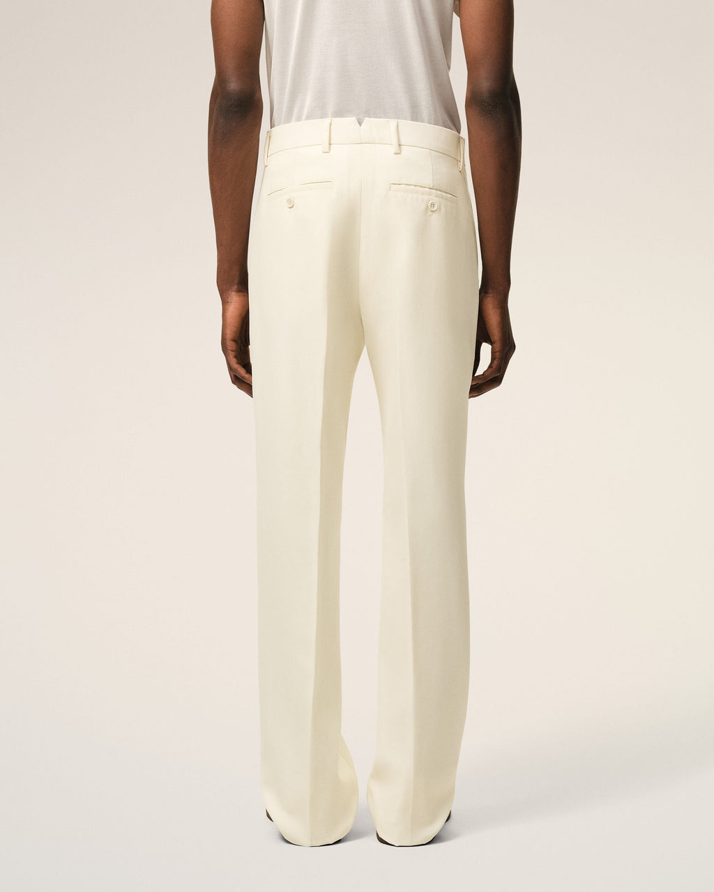 White Wool Straight Trousers