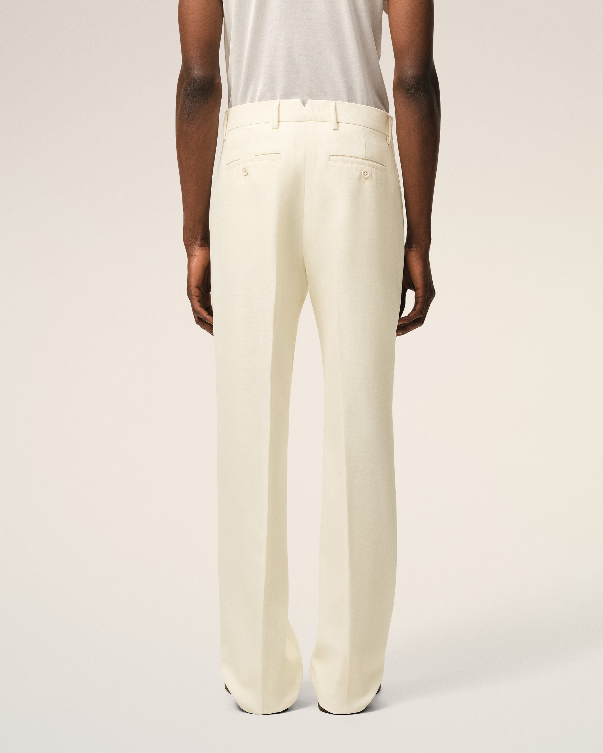 White Wool Straight Trousers