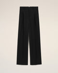Black Wool Straight Trousers