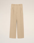 Beige New Wool Low Waist Wide Trousers