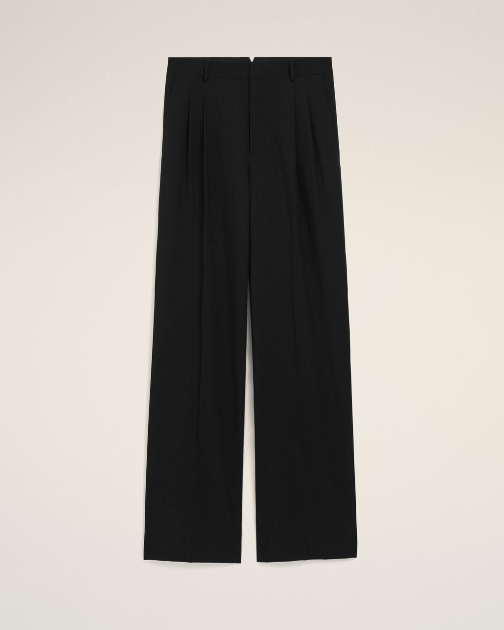 Black New Wool Low Waist Wide Trousers