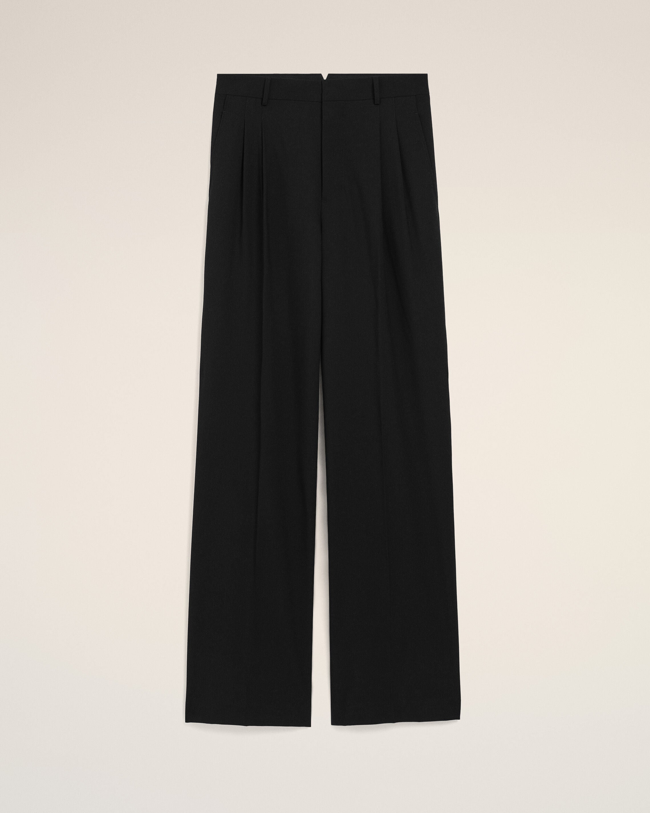 Black New Wool Low Waist Wide Trousers