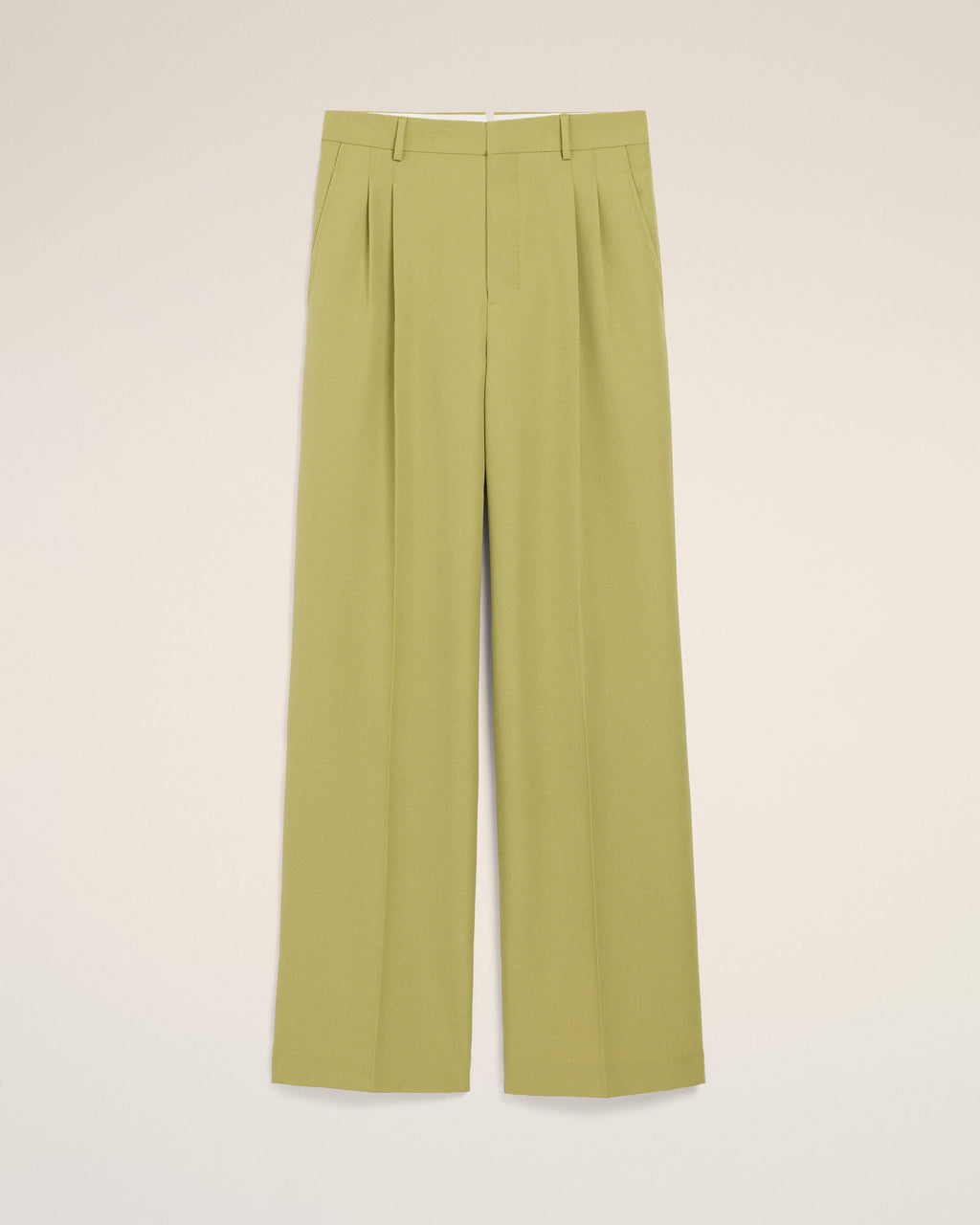 Green New Wool Low Waist Wide Trousers