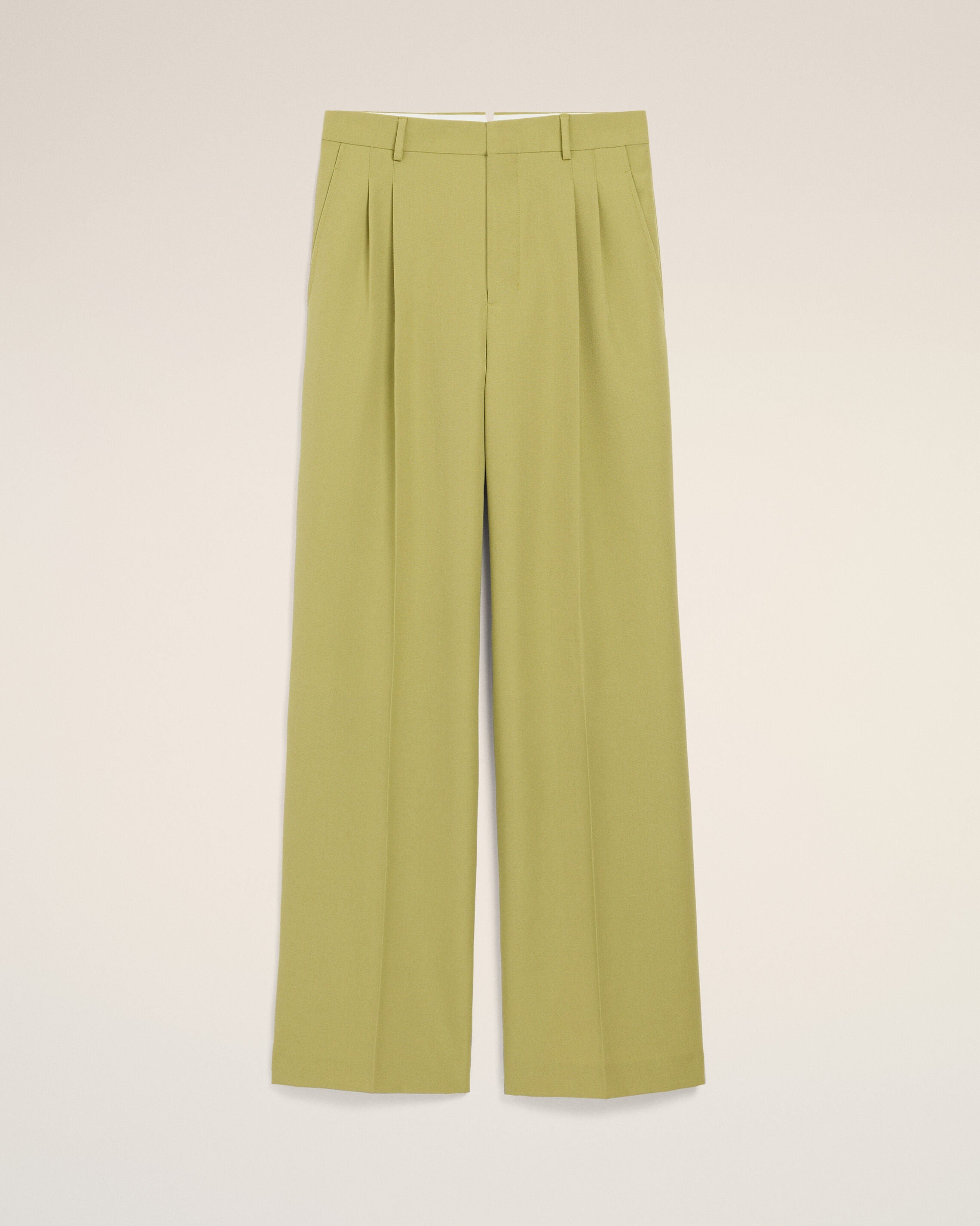 Green New Wool Low Waist Wide Trousers
