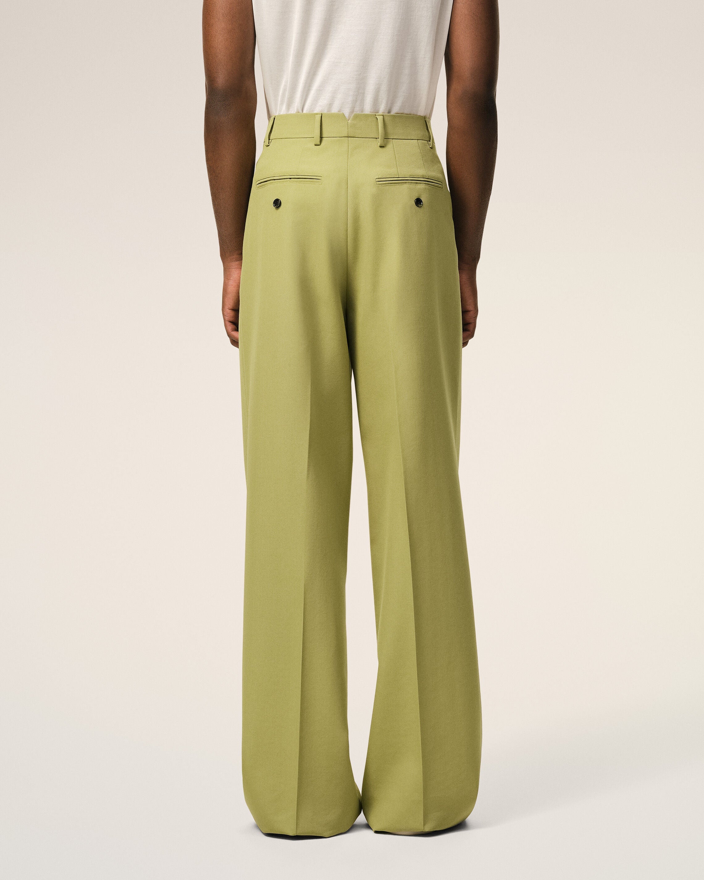 Green New Wool Low Waist Wide Trousers