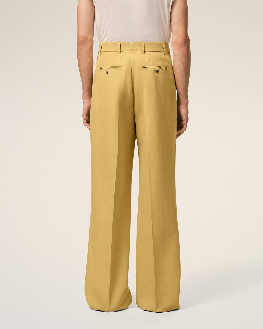 Yellow New Wool Low Waist Wide Trousers