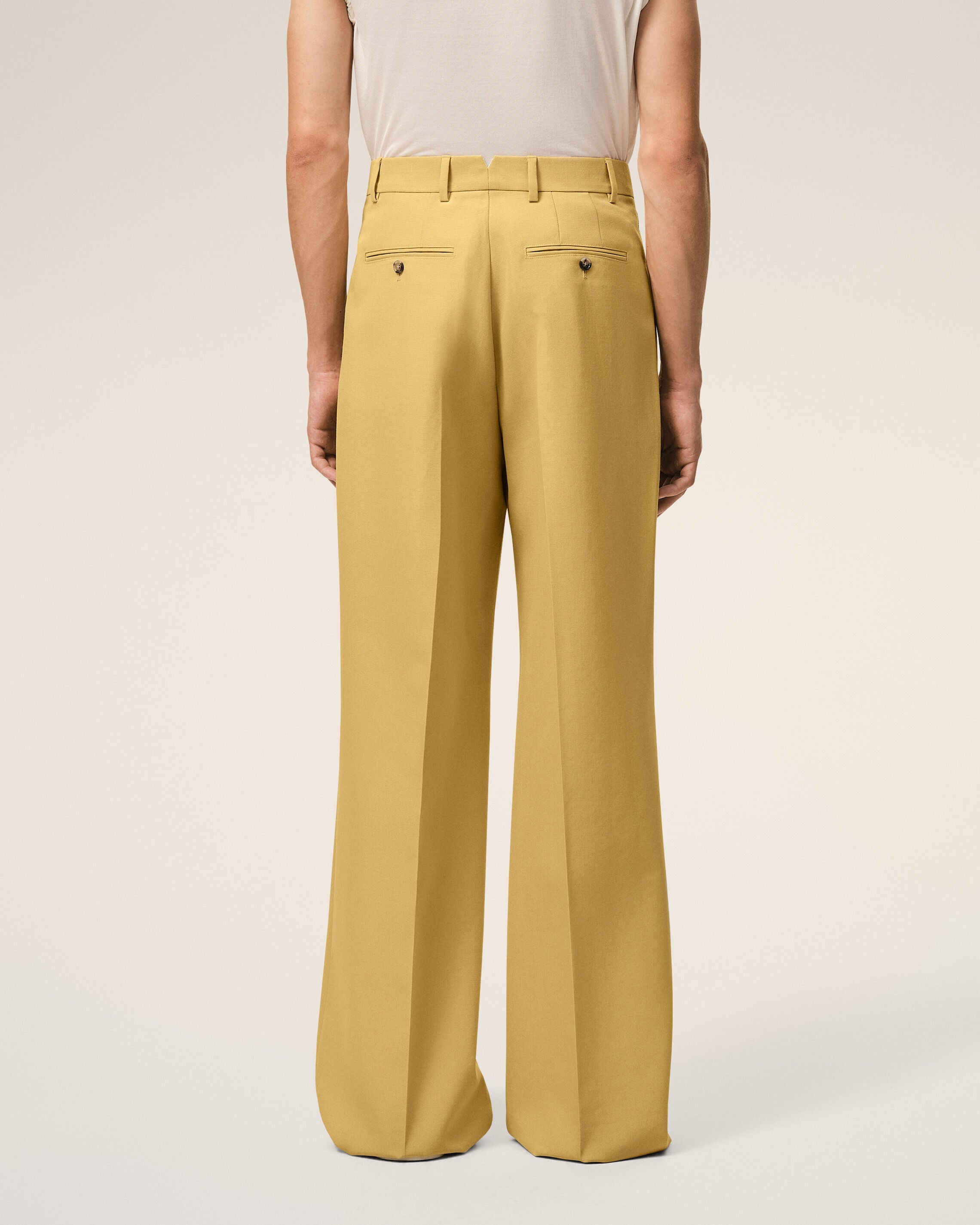 Yellow New Wool Low Waist Wide Trousers