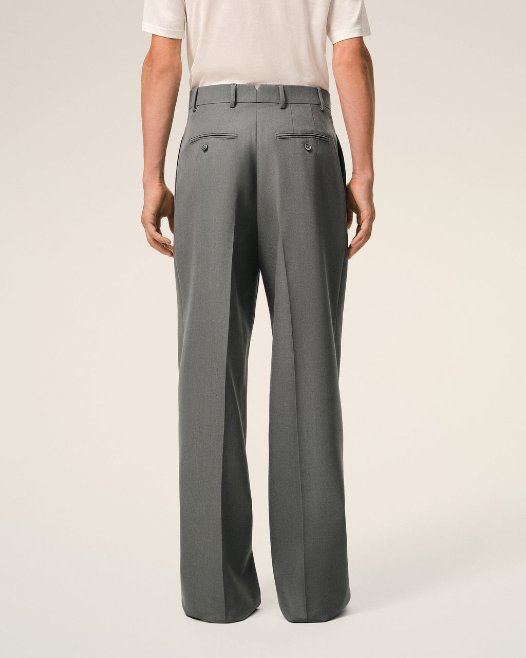 Grey New Wool Low Waist Wide Trousers