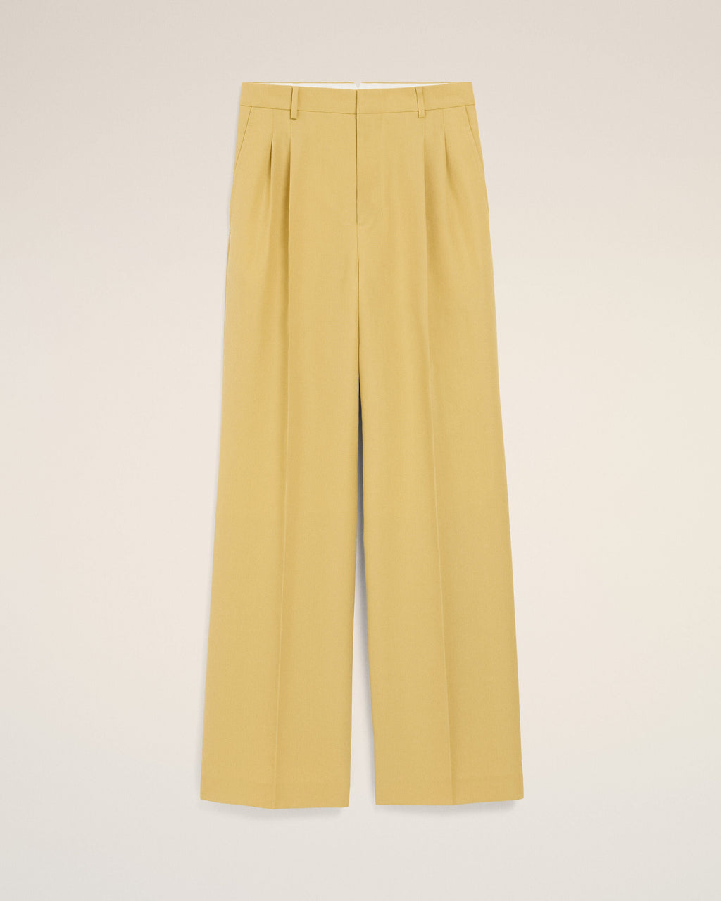 Yellow New Wool Low Waist Wide Trousers