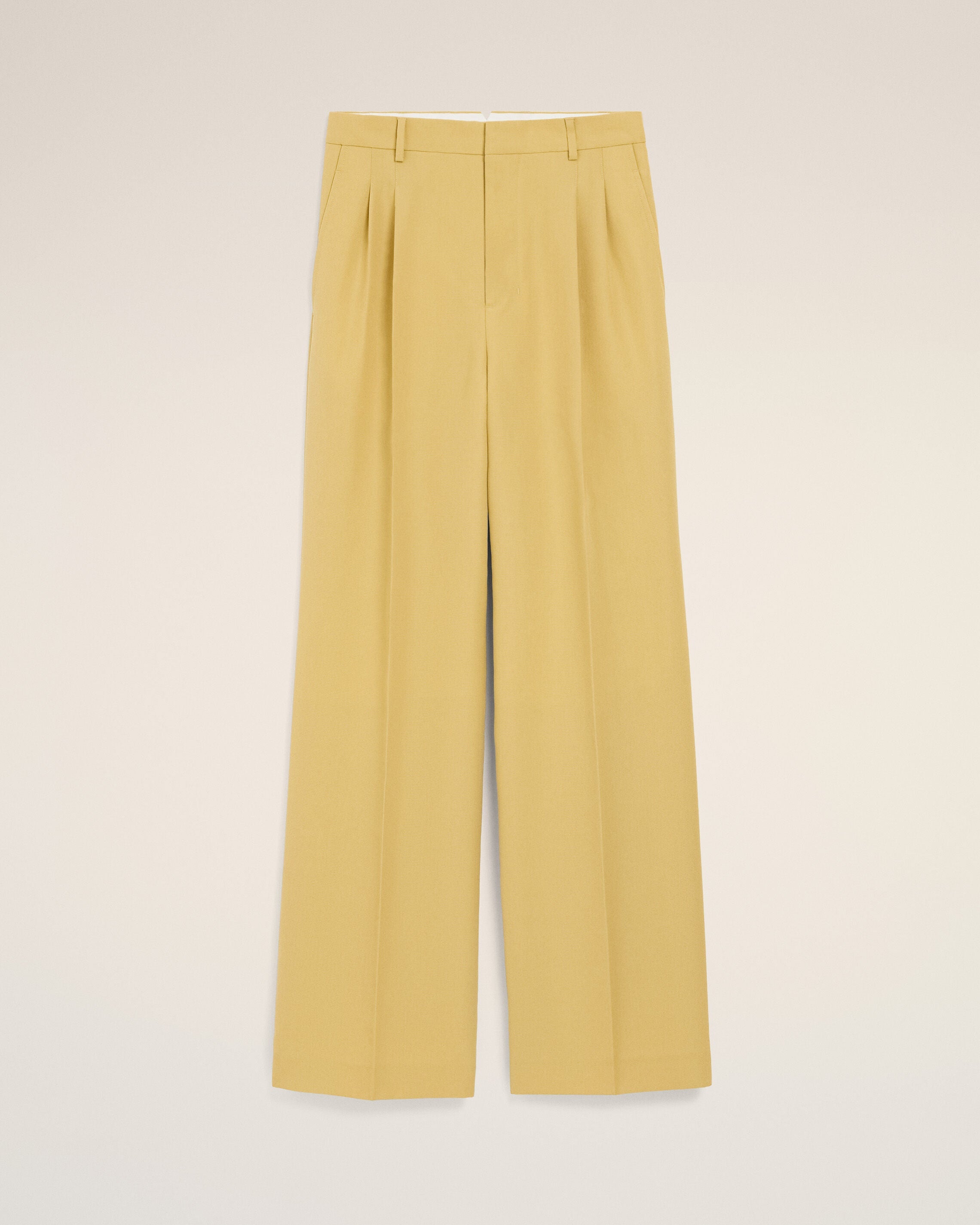 Yellow New Wool Low Waist Wide Trousers