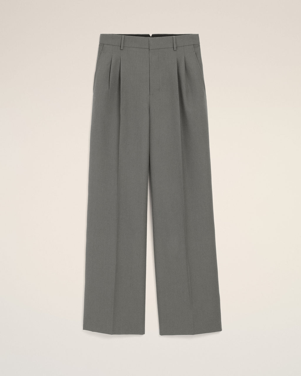 Grey New Wool Low Waist Wide Trousers