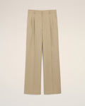 Beige New Wool Low Waist Wide Trousers