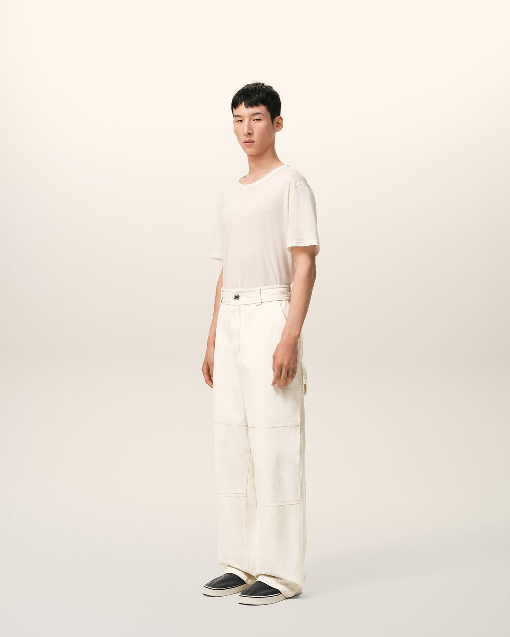 White Cotton Worker Trousers