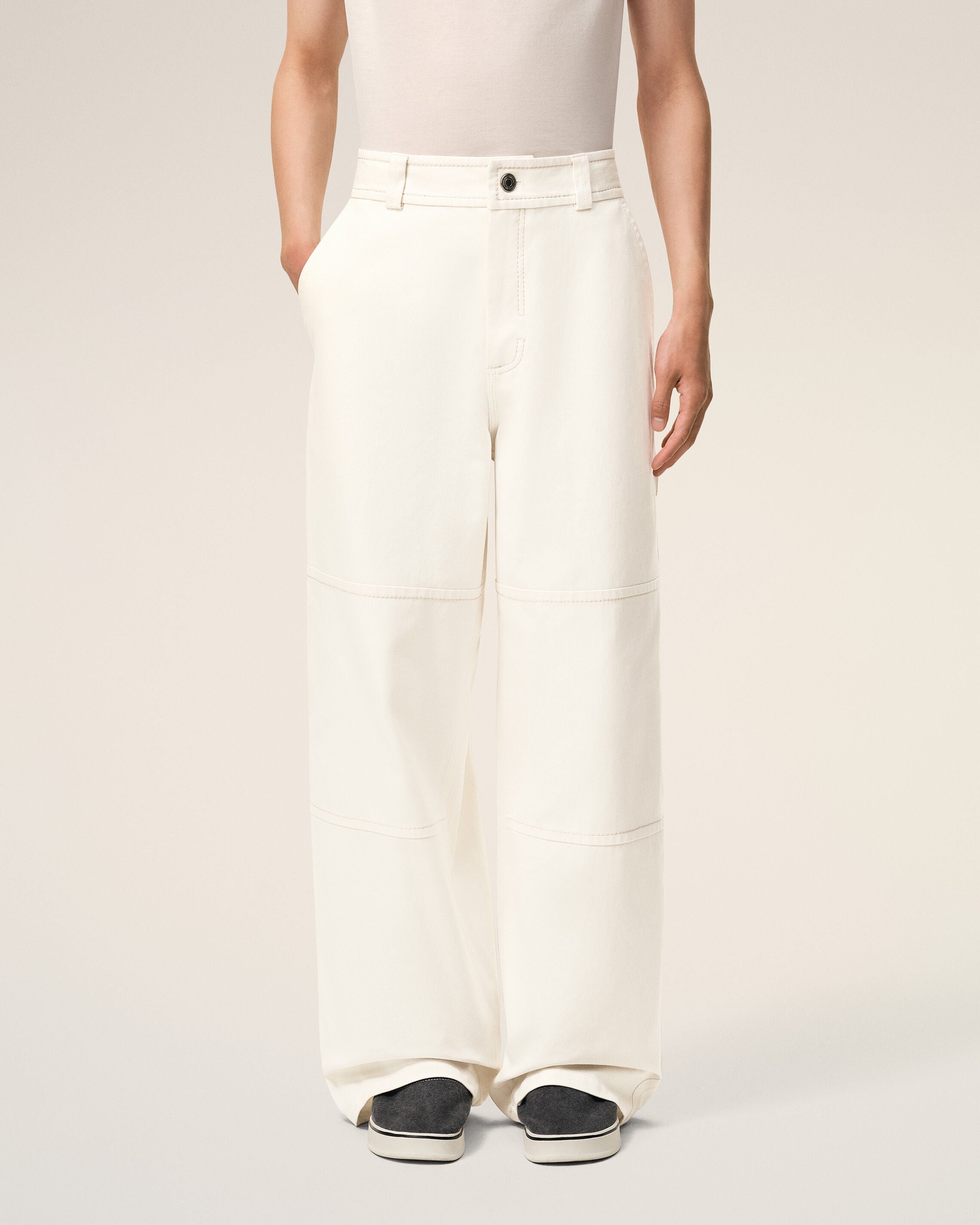 White Cotton Worker Trousers