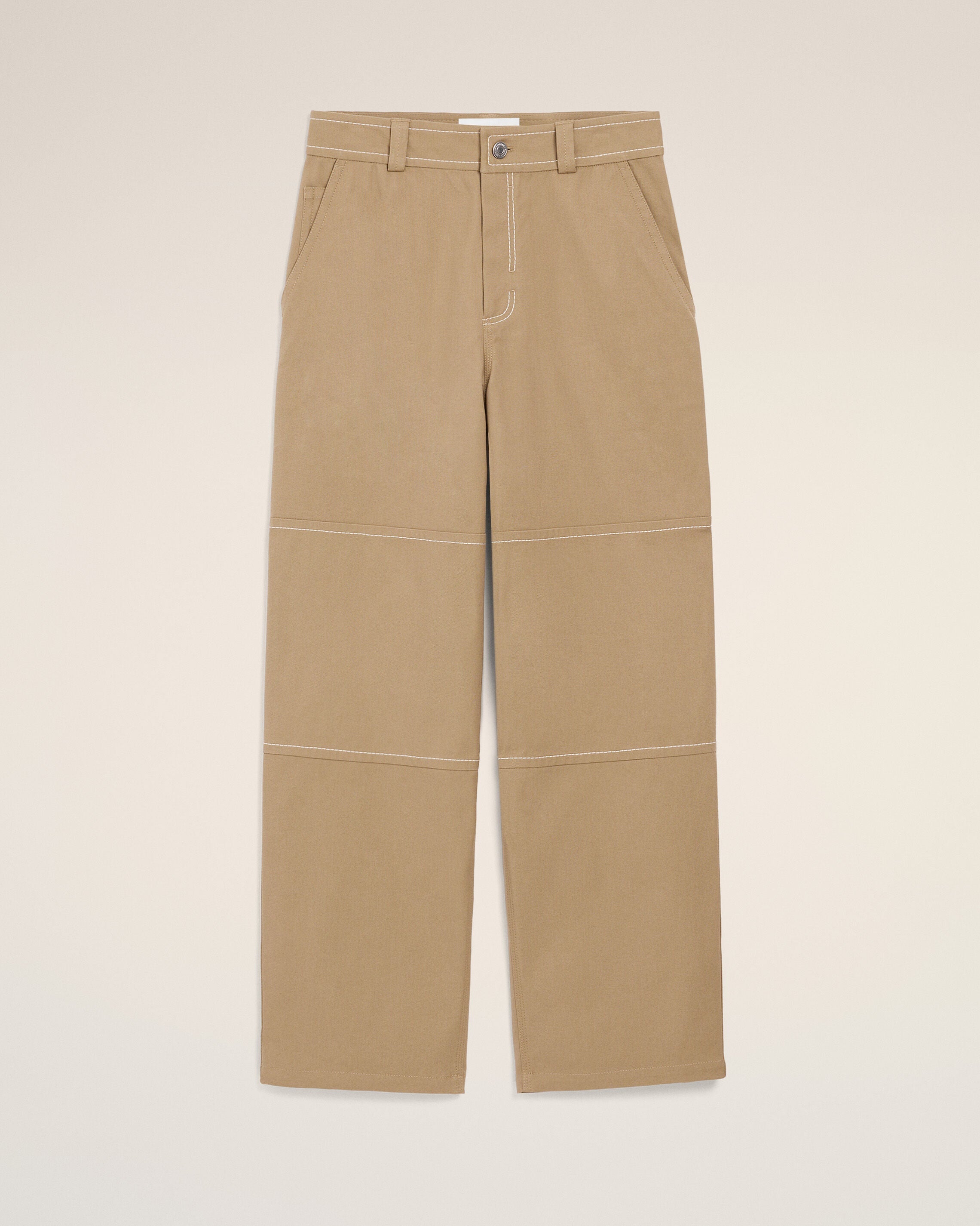 Beige Cotton Worker Trousers