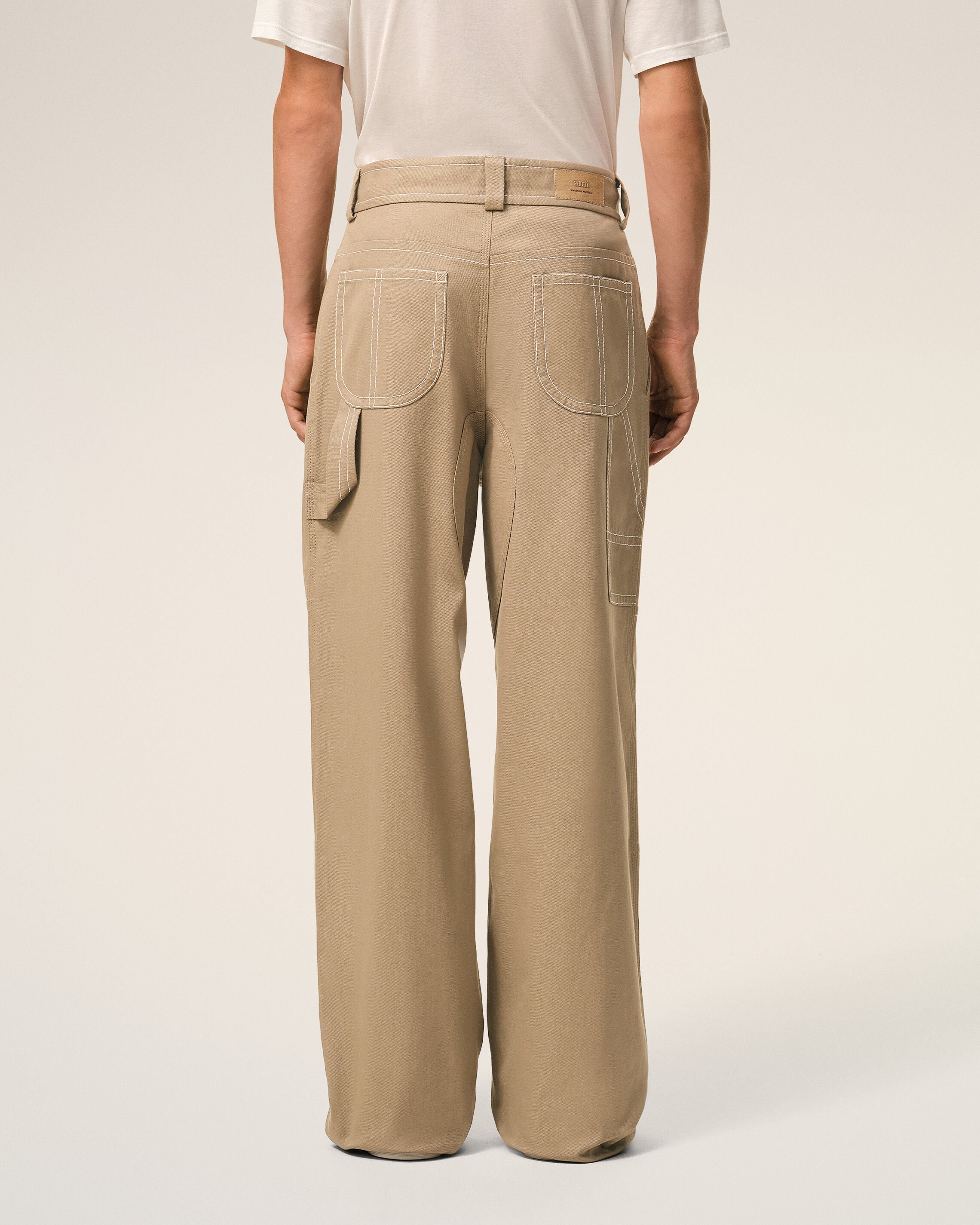 Beige Cotton Worker Trousers