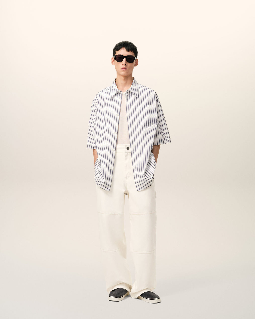 White Cotton Worker Trousers