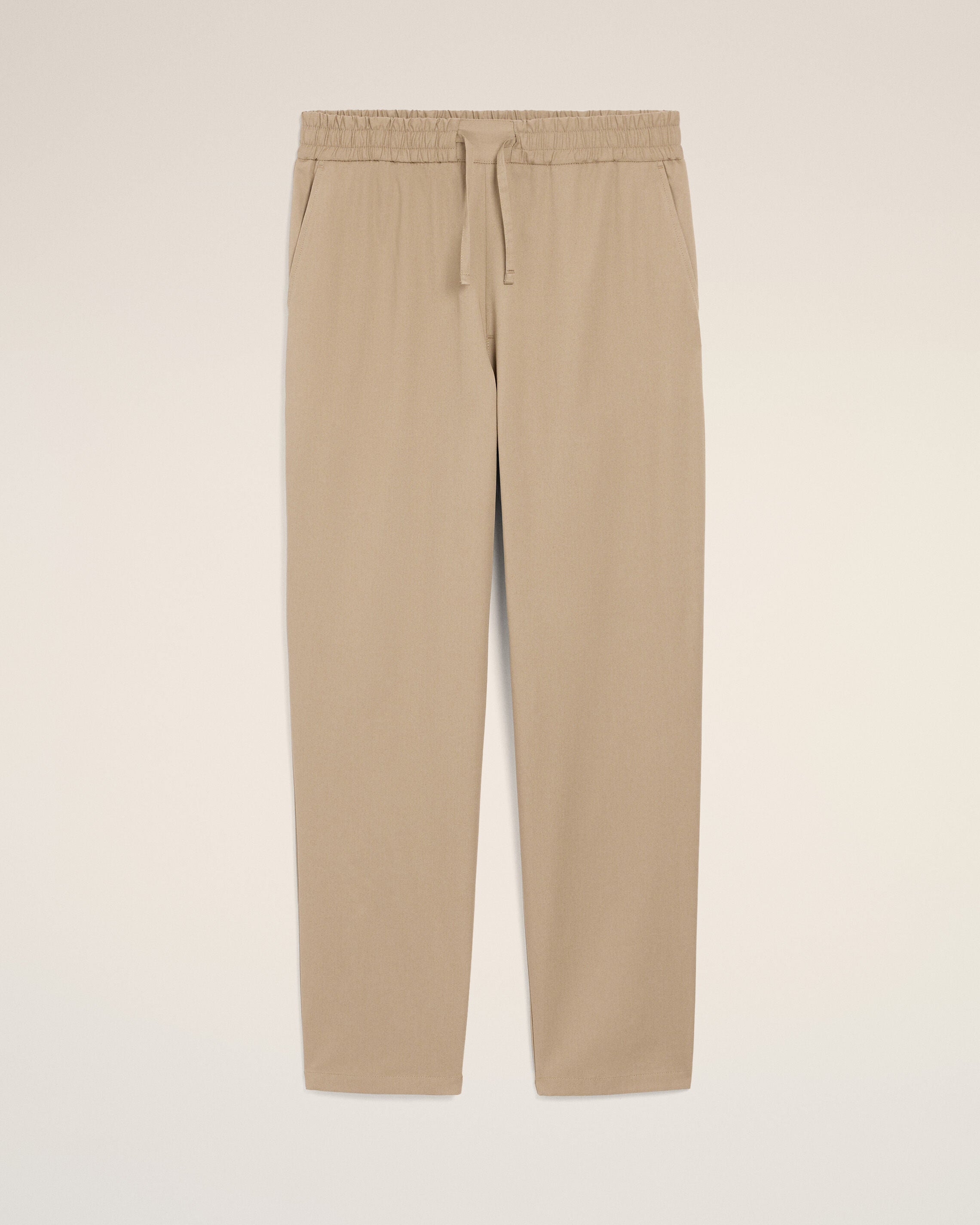 Beige Cotton Elasticated Waist Trousers
