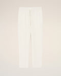 White Blended Linen Elasticated Waist Trousers
