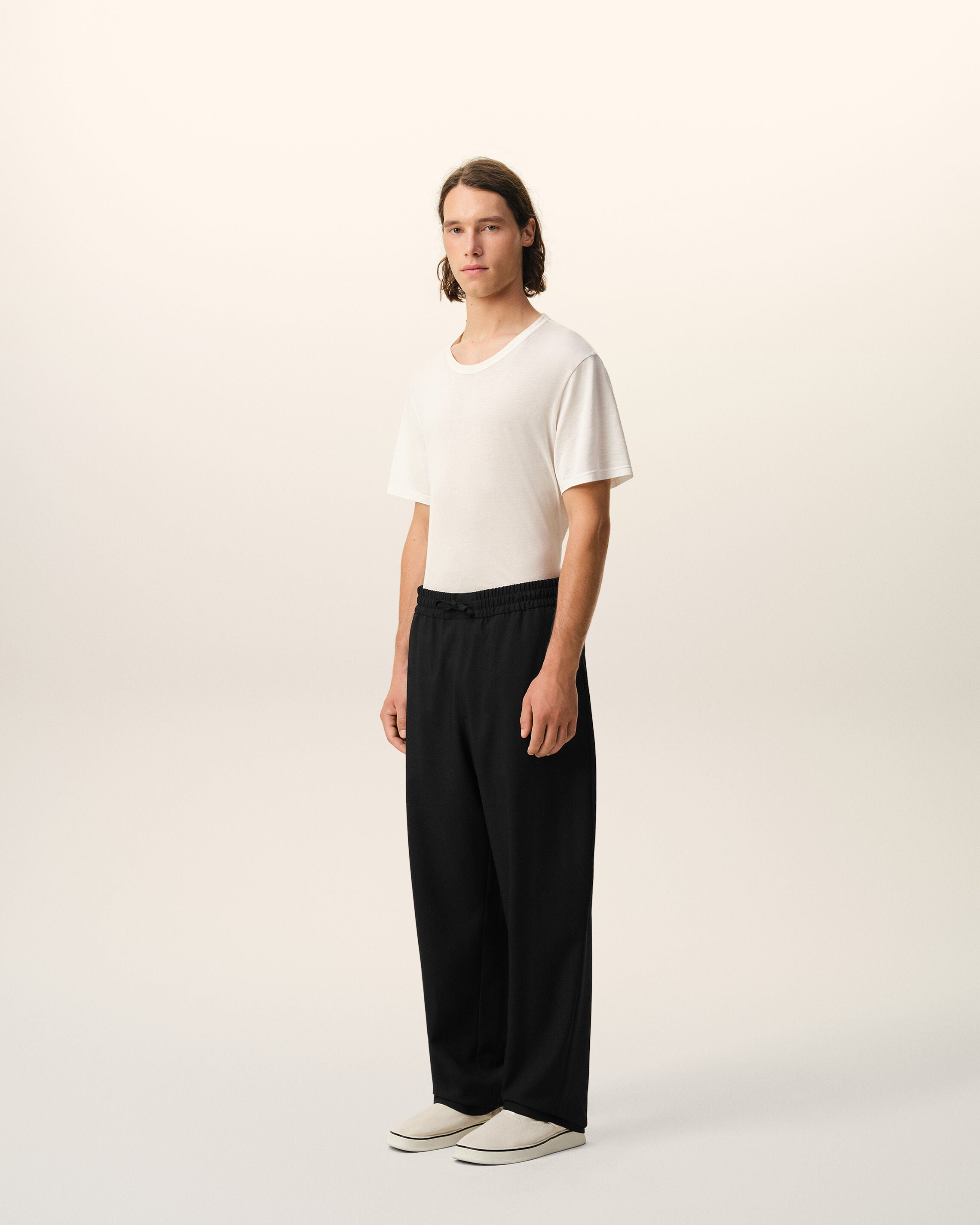 Black New Wool Elasticated Waist Trousers