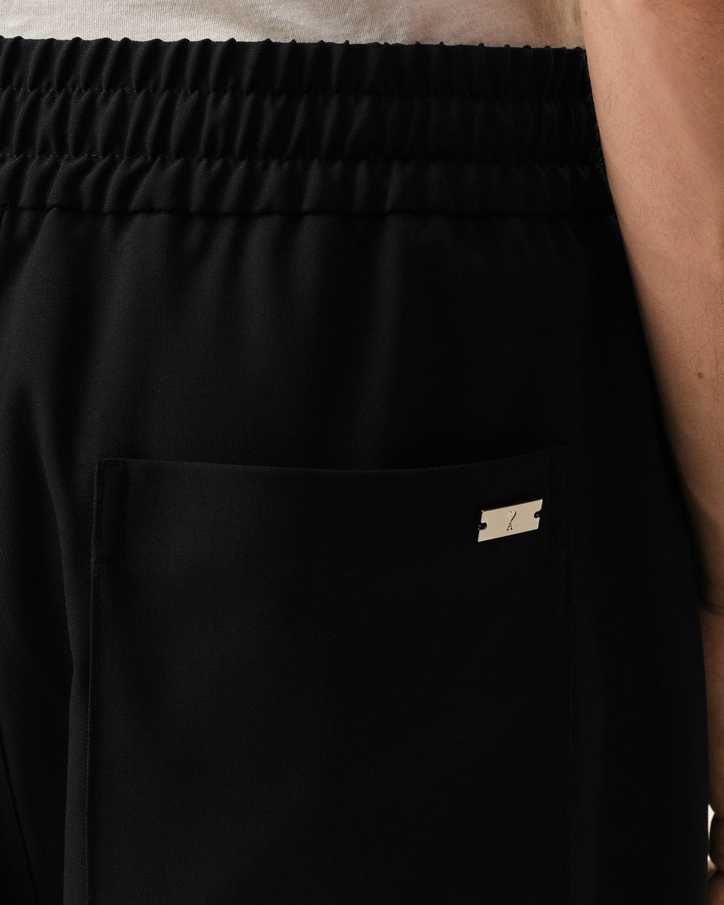 Black New Wool Elasticated Waist Trousers