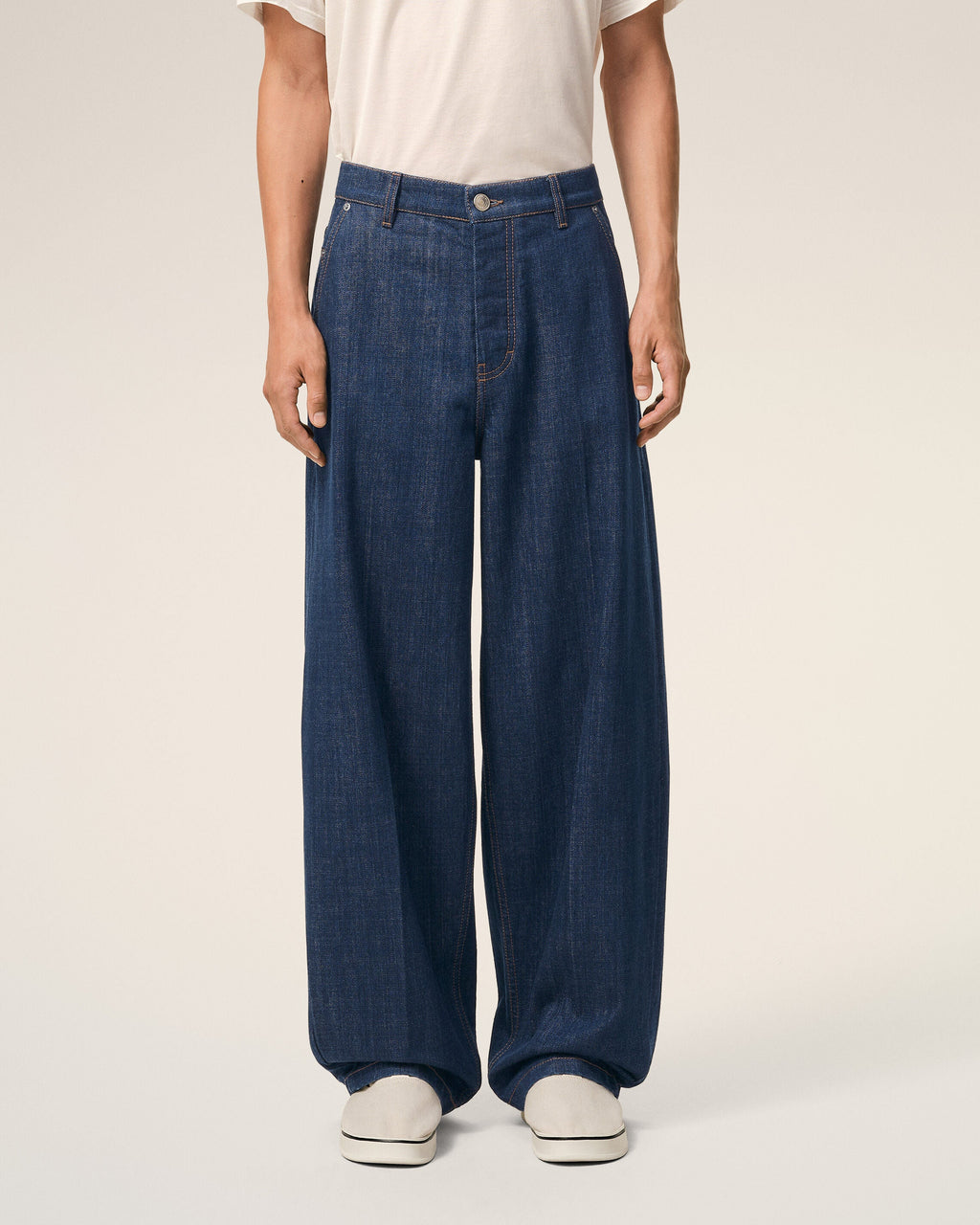 Blue Cotton Balloon Fit Jeans