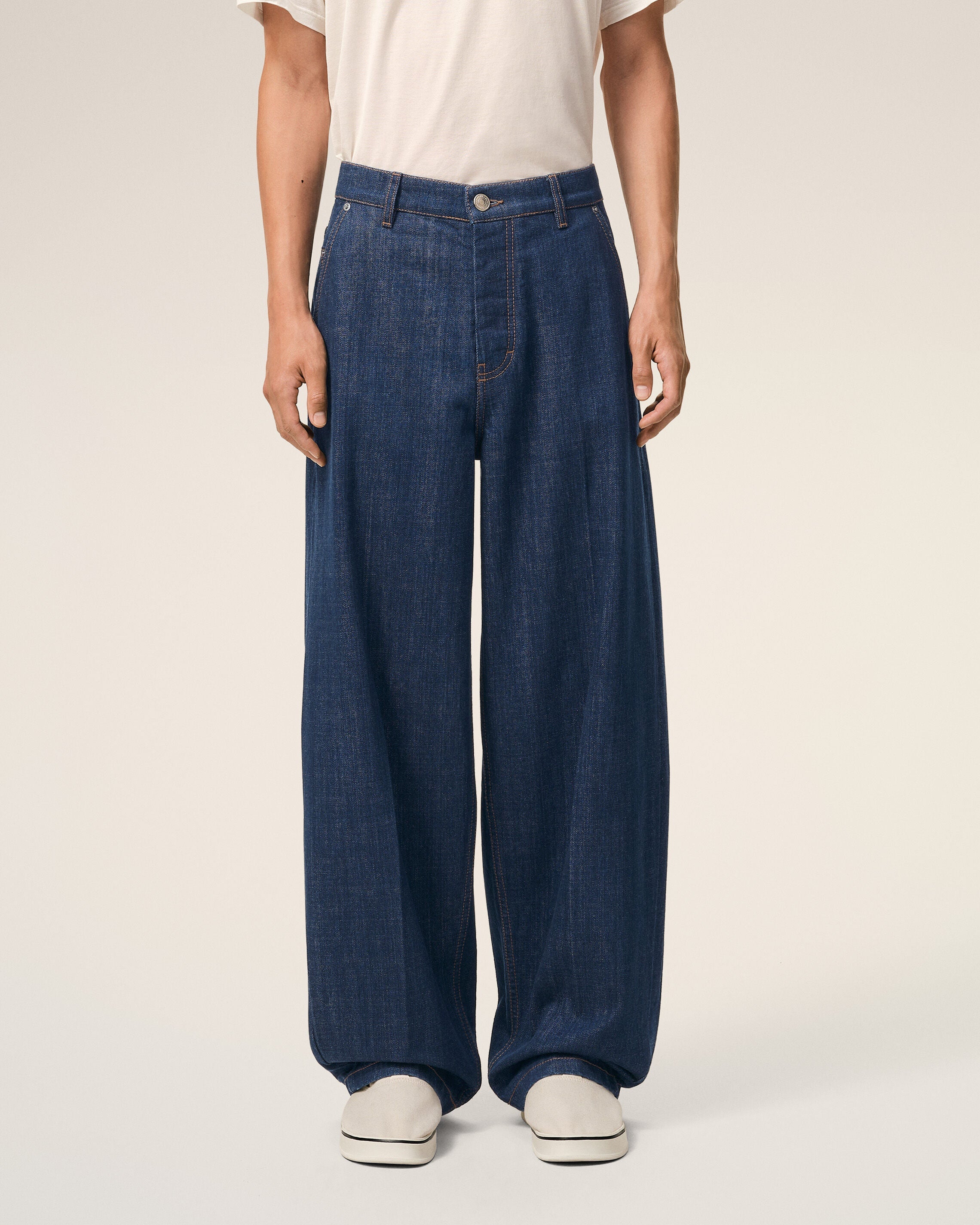 Blue Cotton Balloon Fit Jeans