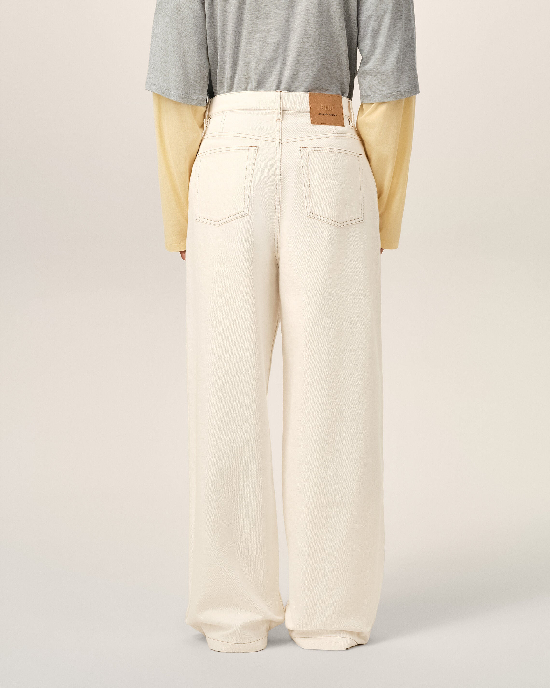 White Cotton Wide Fit Trousers