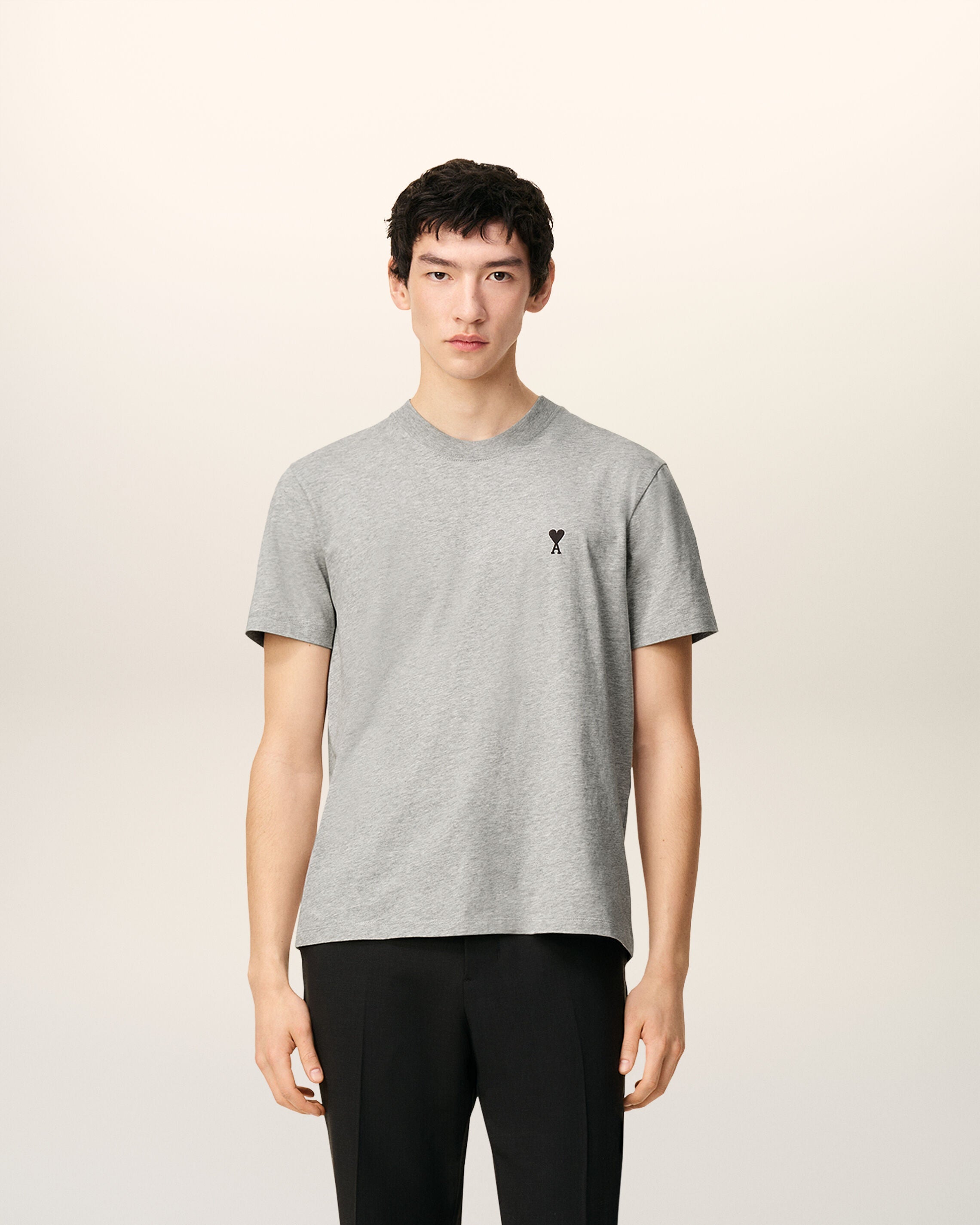 Grey Cotton Contrasted Adc Tshirt