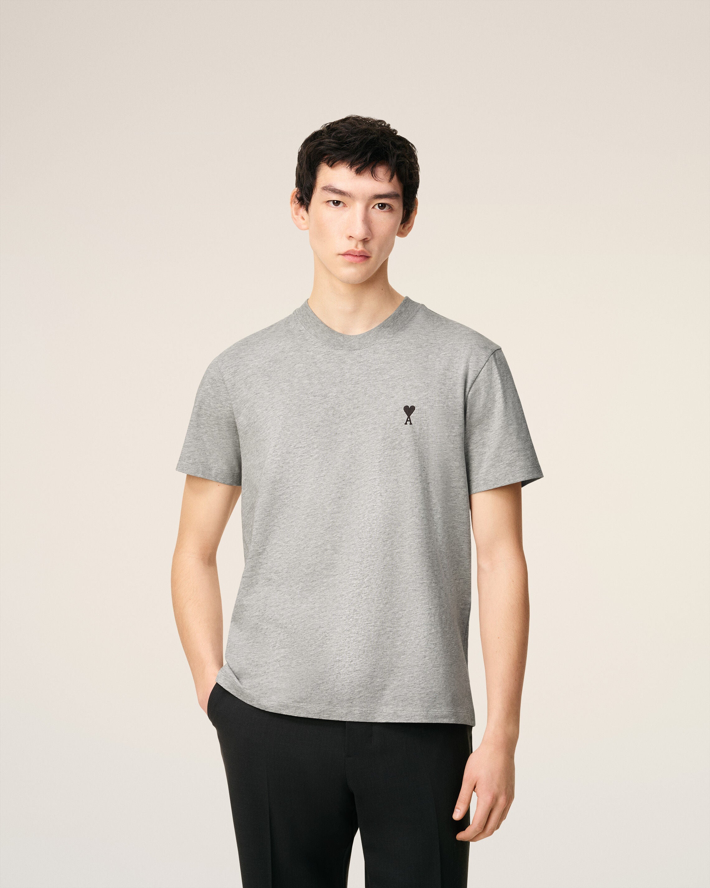 Grey Cotton Contrasted Adc Tshirt
