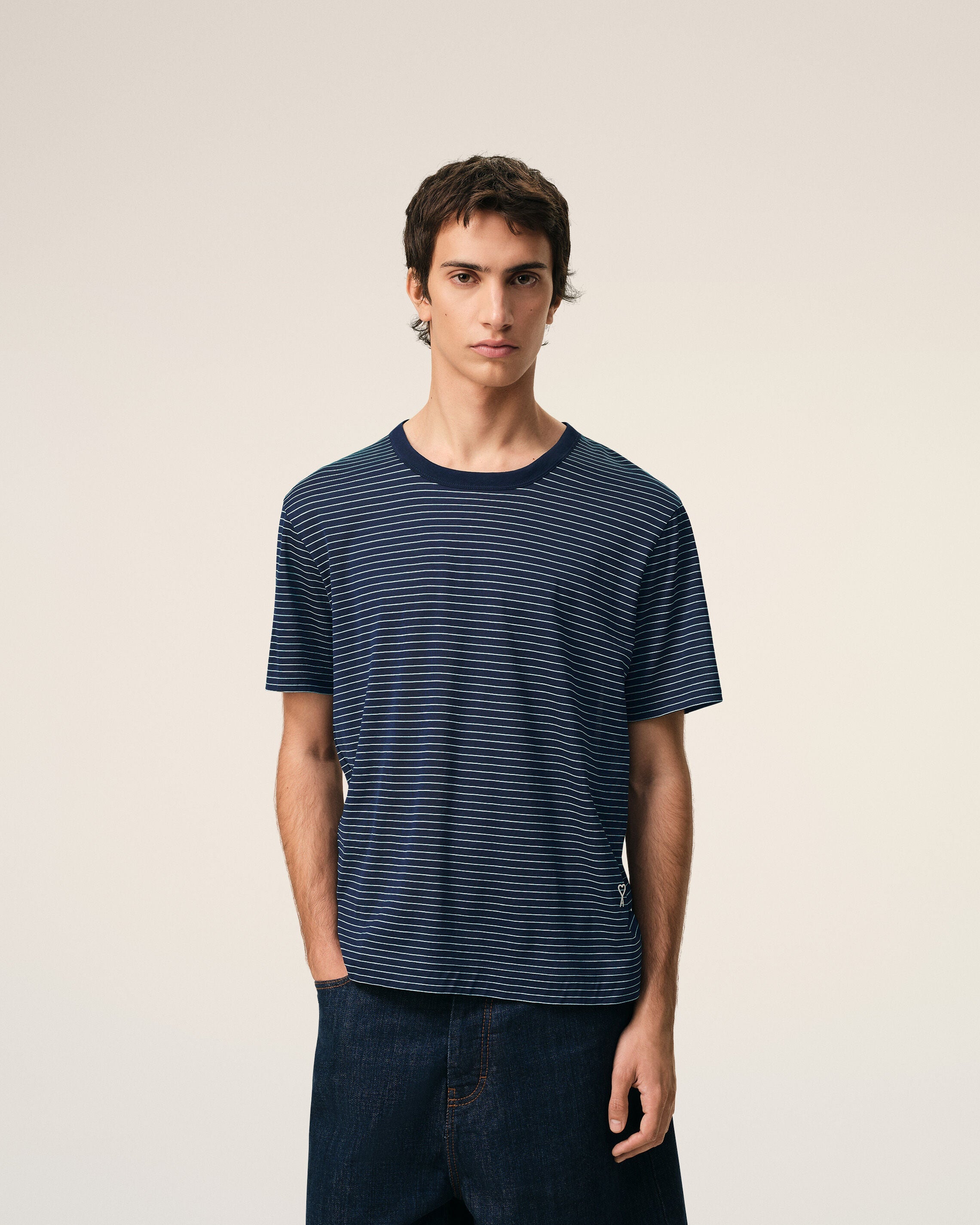 Blue Striped Cotton Ami De Coeur T-shirt