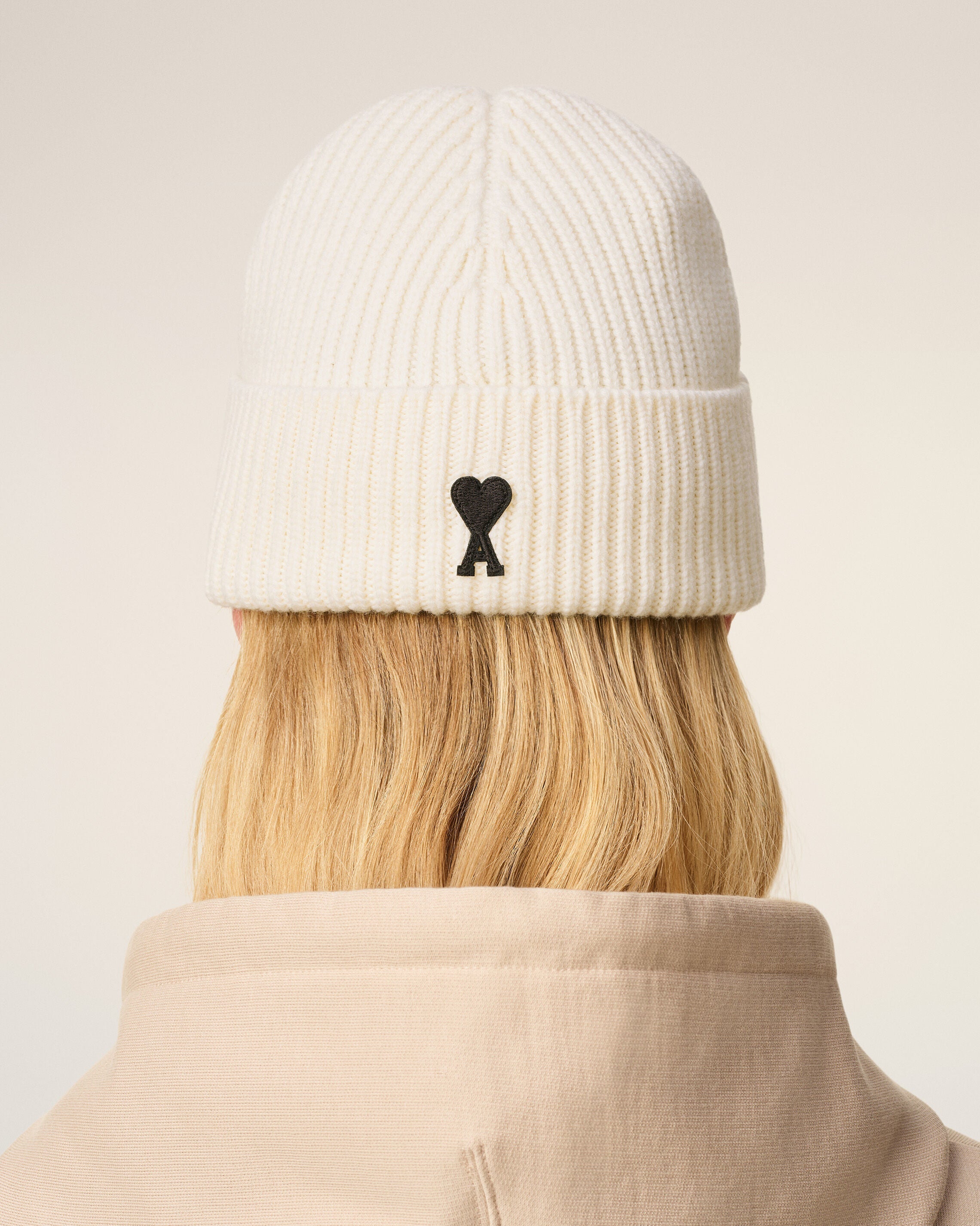White Wool Ami De Coeur Beanie