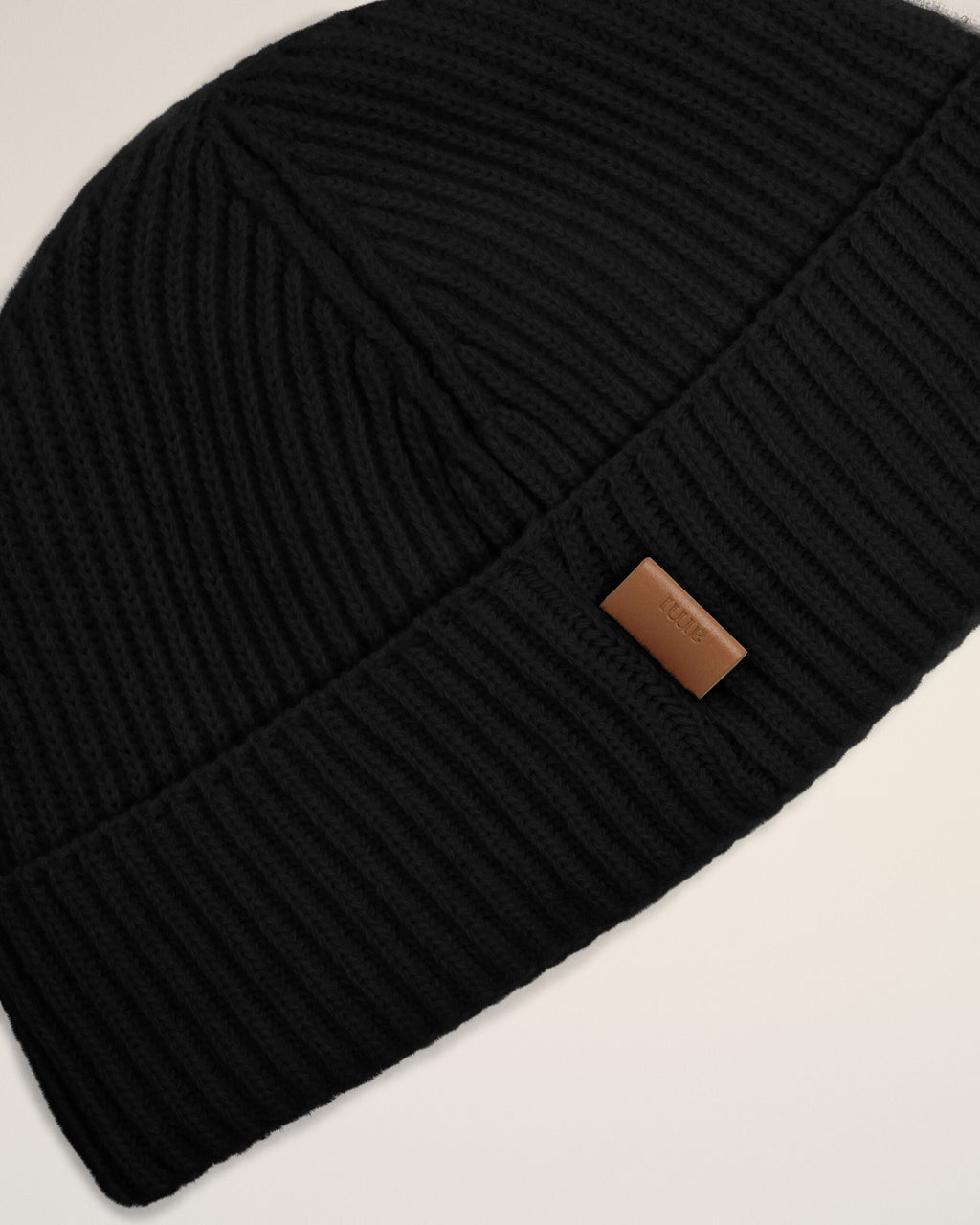 Black Wool Ami Leather Label Beanie