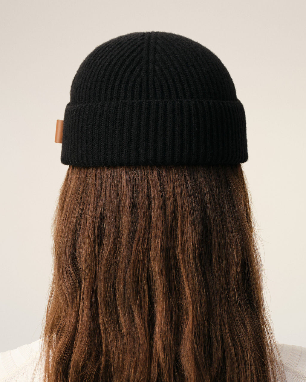 Black Wool Ami Leather Label Beanie