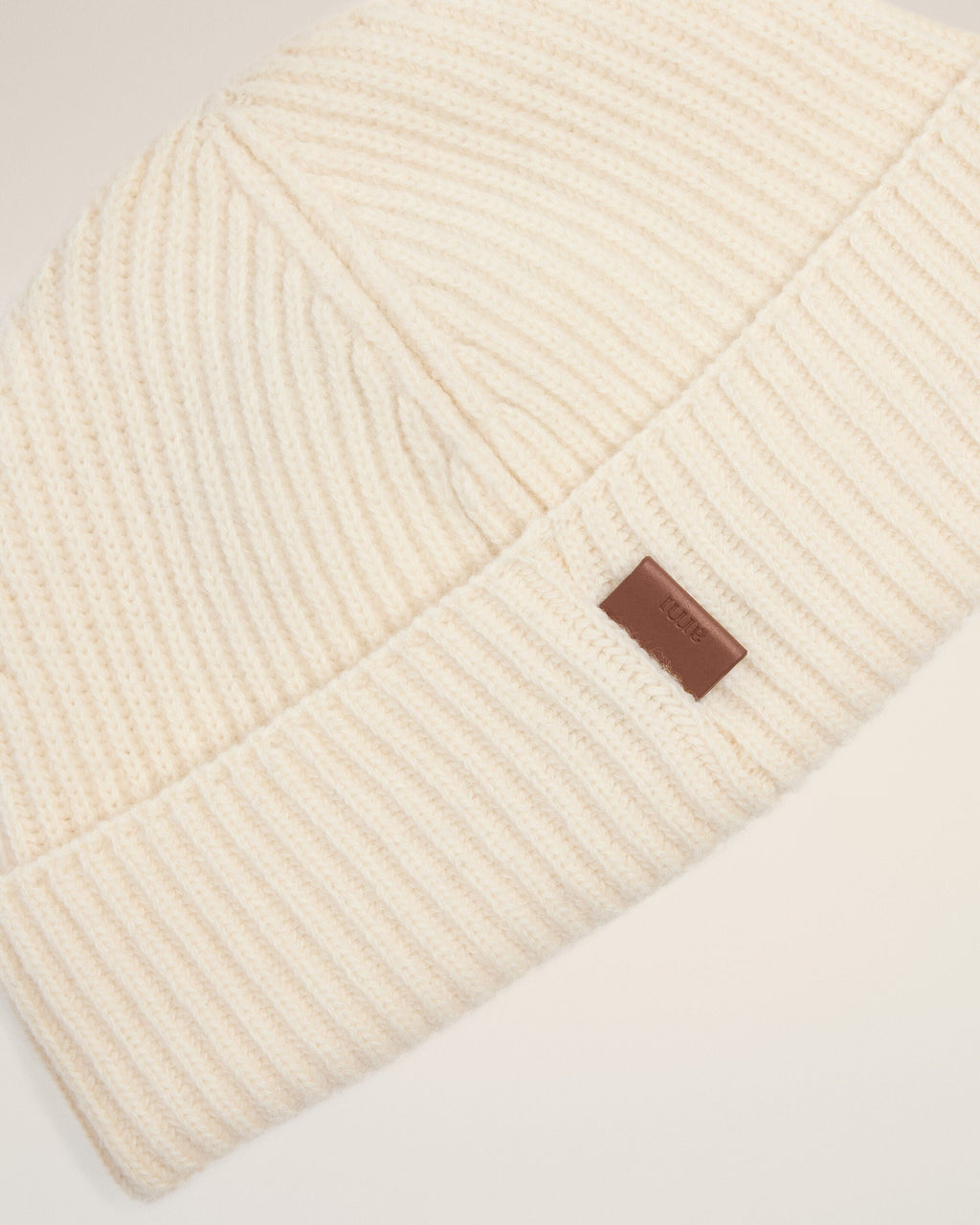 White Wool Ami Leather Label Beanie