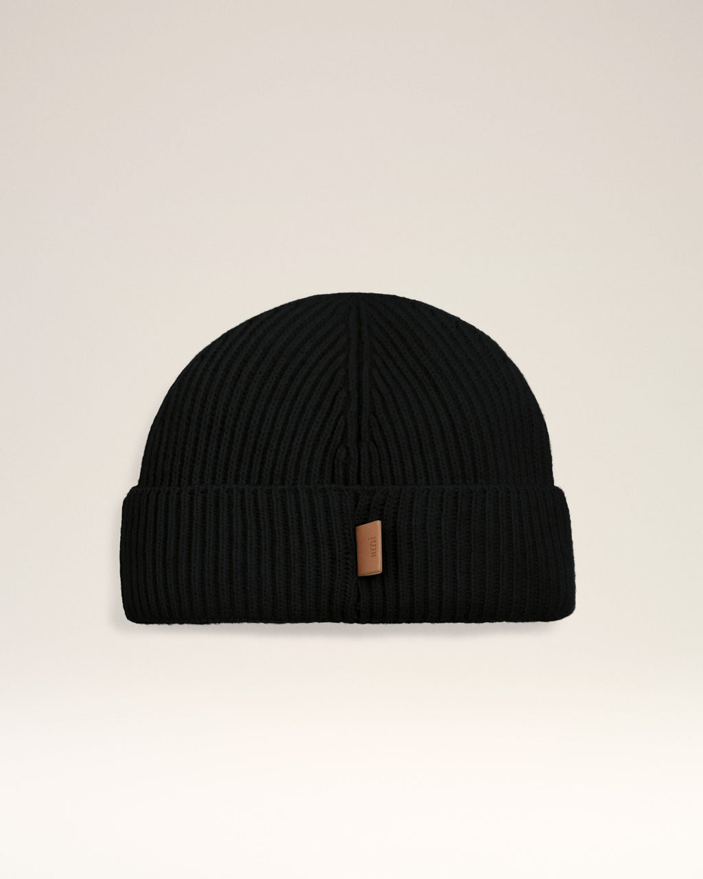 Black Wool Ami Leather Label Beanie