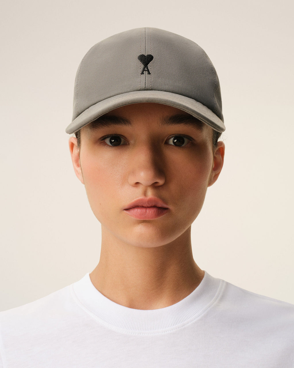 Grey Cotton Ami De Coeur Embroidery Cap