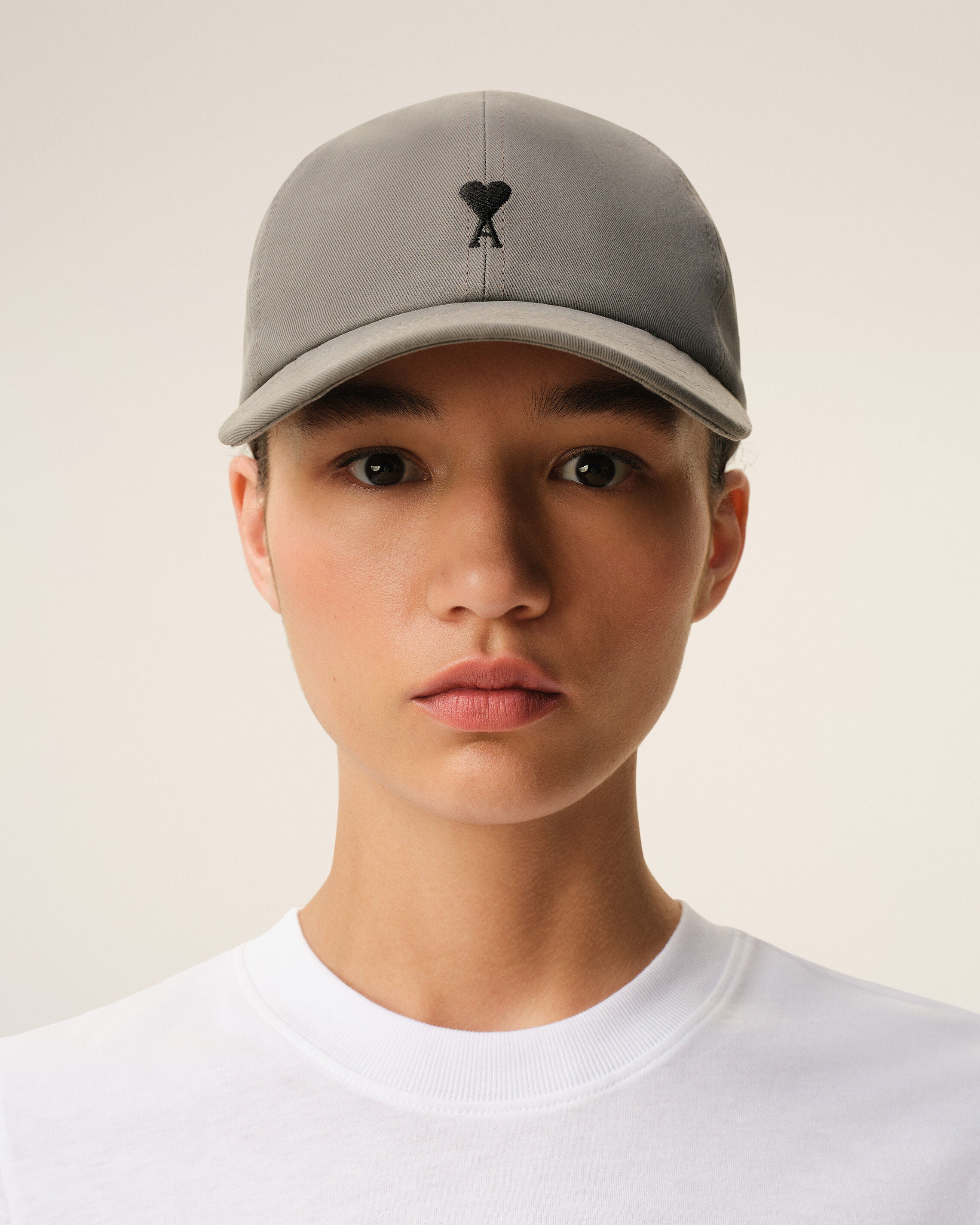 Grey Cotton Ami De Coeur Embroidery Cap