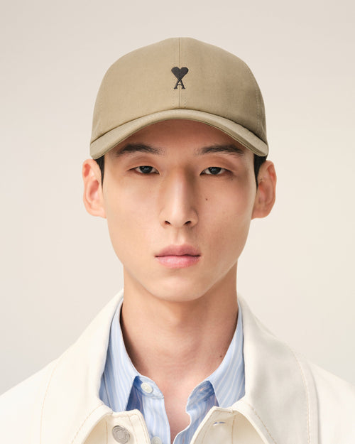 Beige Cotton Ami De Coeur Embroidery Cap