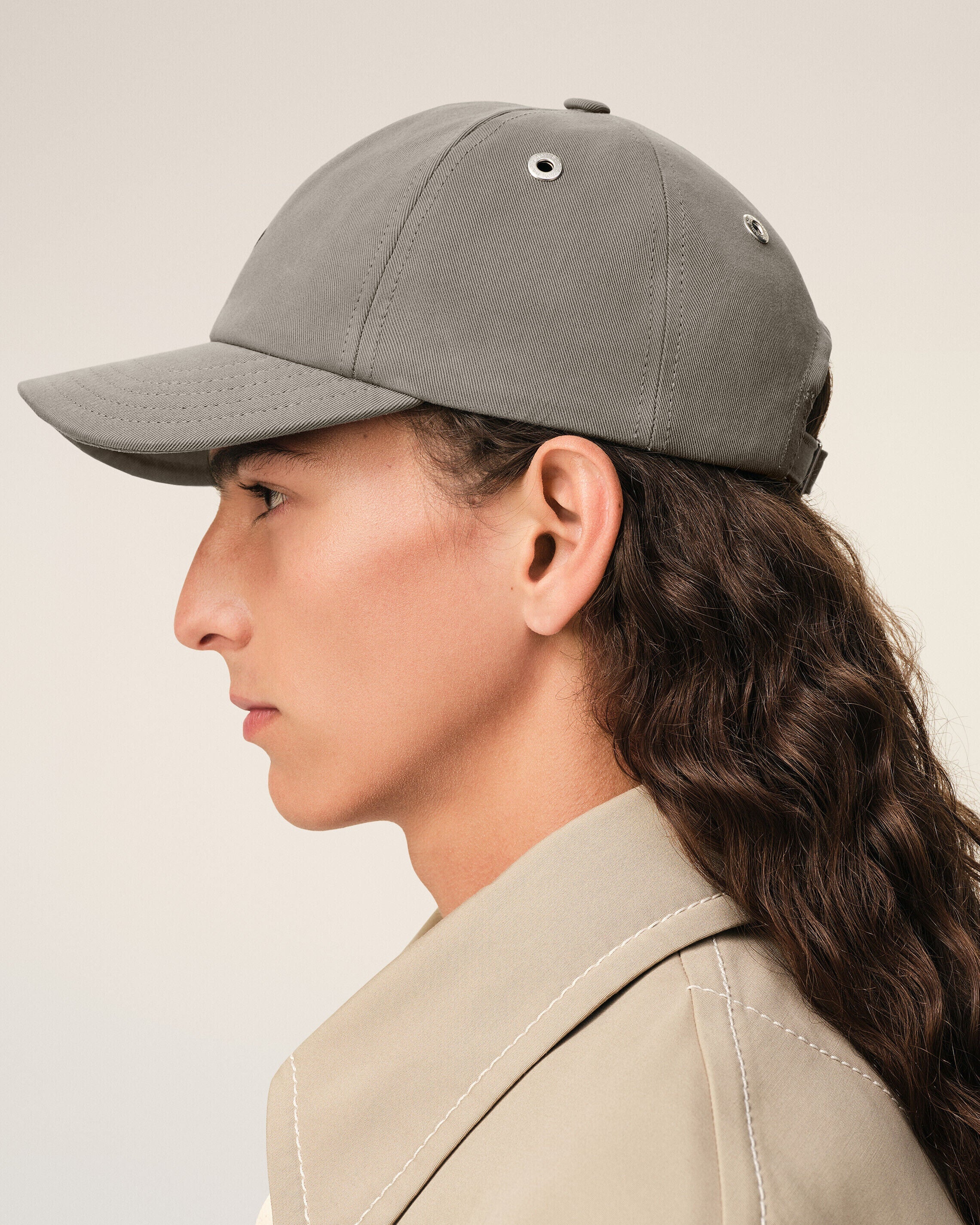 Grey Cotton Ami De Coeur Embroidery Cap