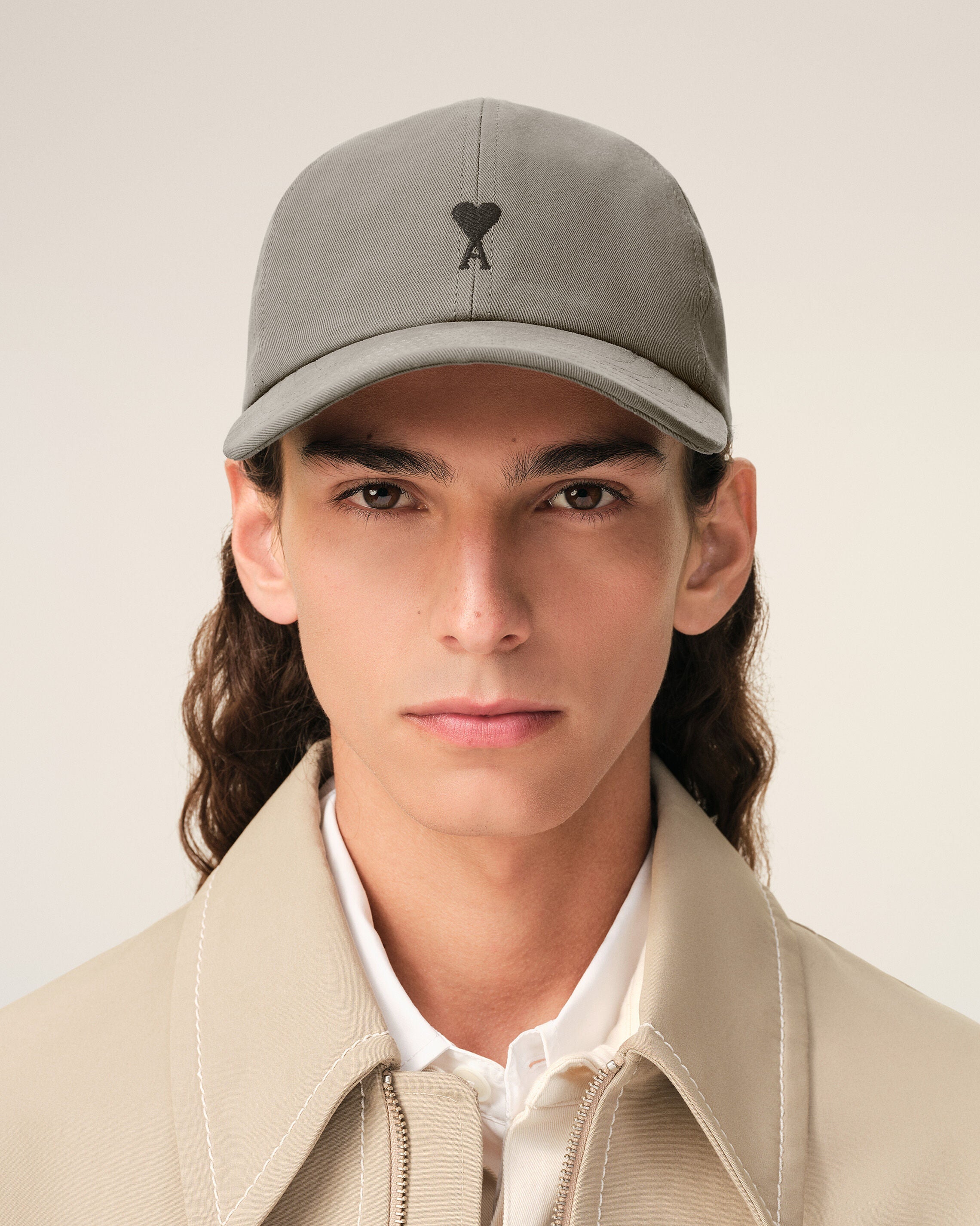Grey Cotton Ami De Coeur Embroidery Cap