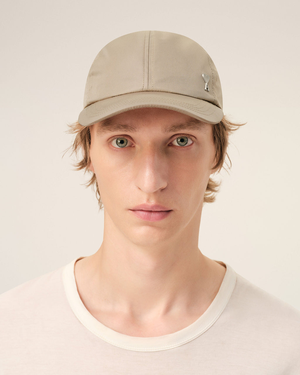 Beige Nylon Ami De Coeur Stud Cap