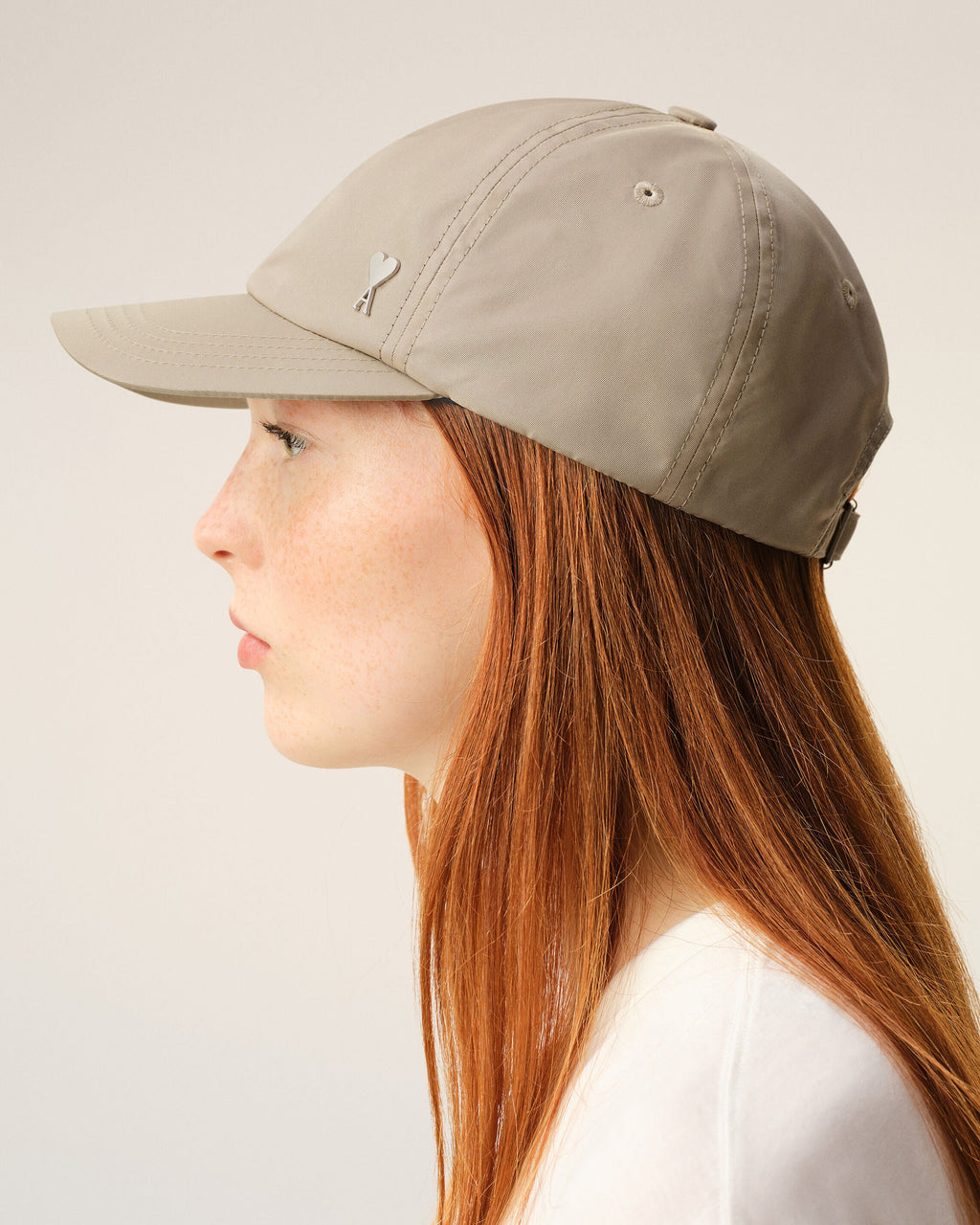 Beige Nylon Ami De Coeur Stud Cap