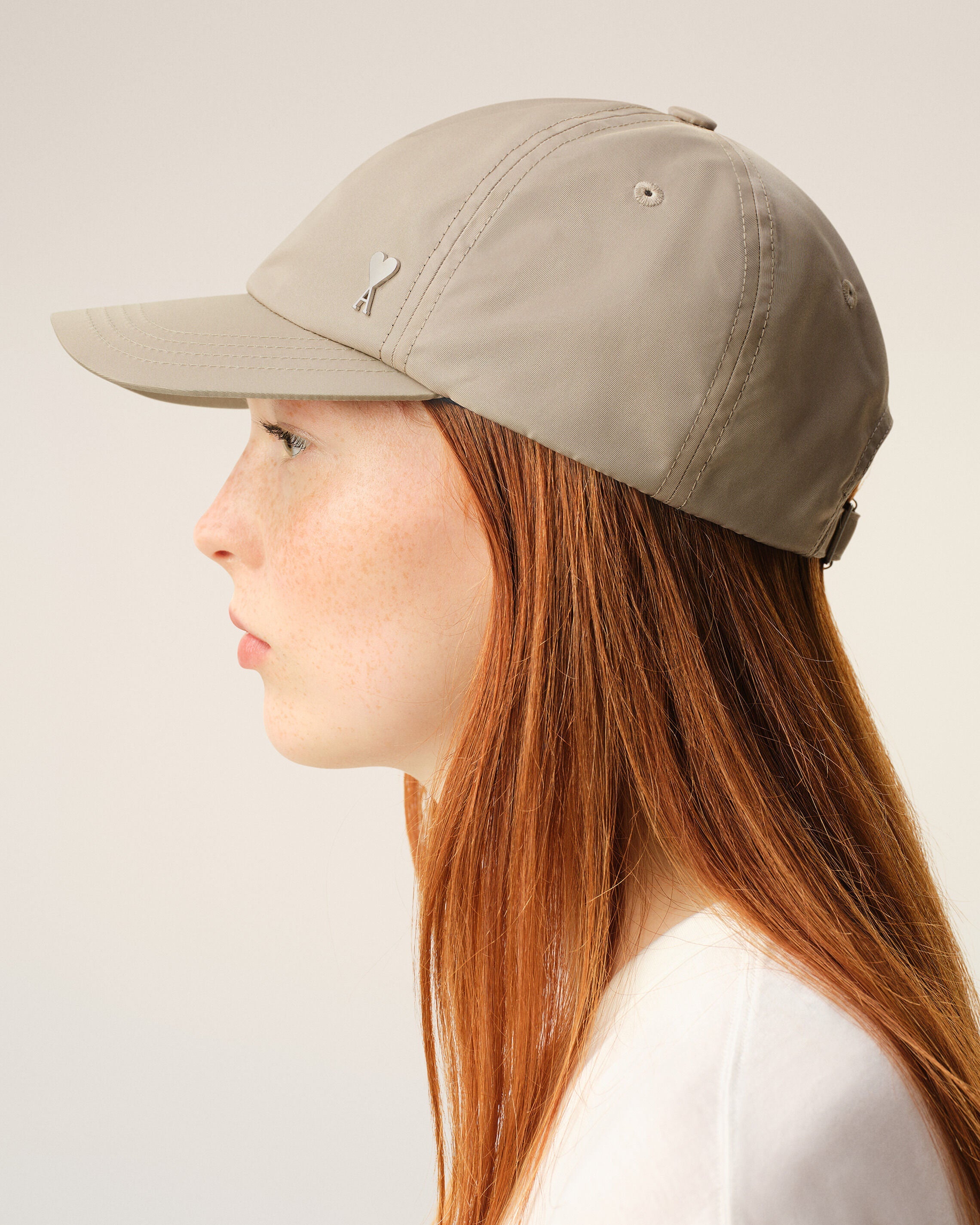 Beige Nylon Ami De Coeur Stud Cap