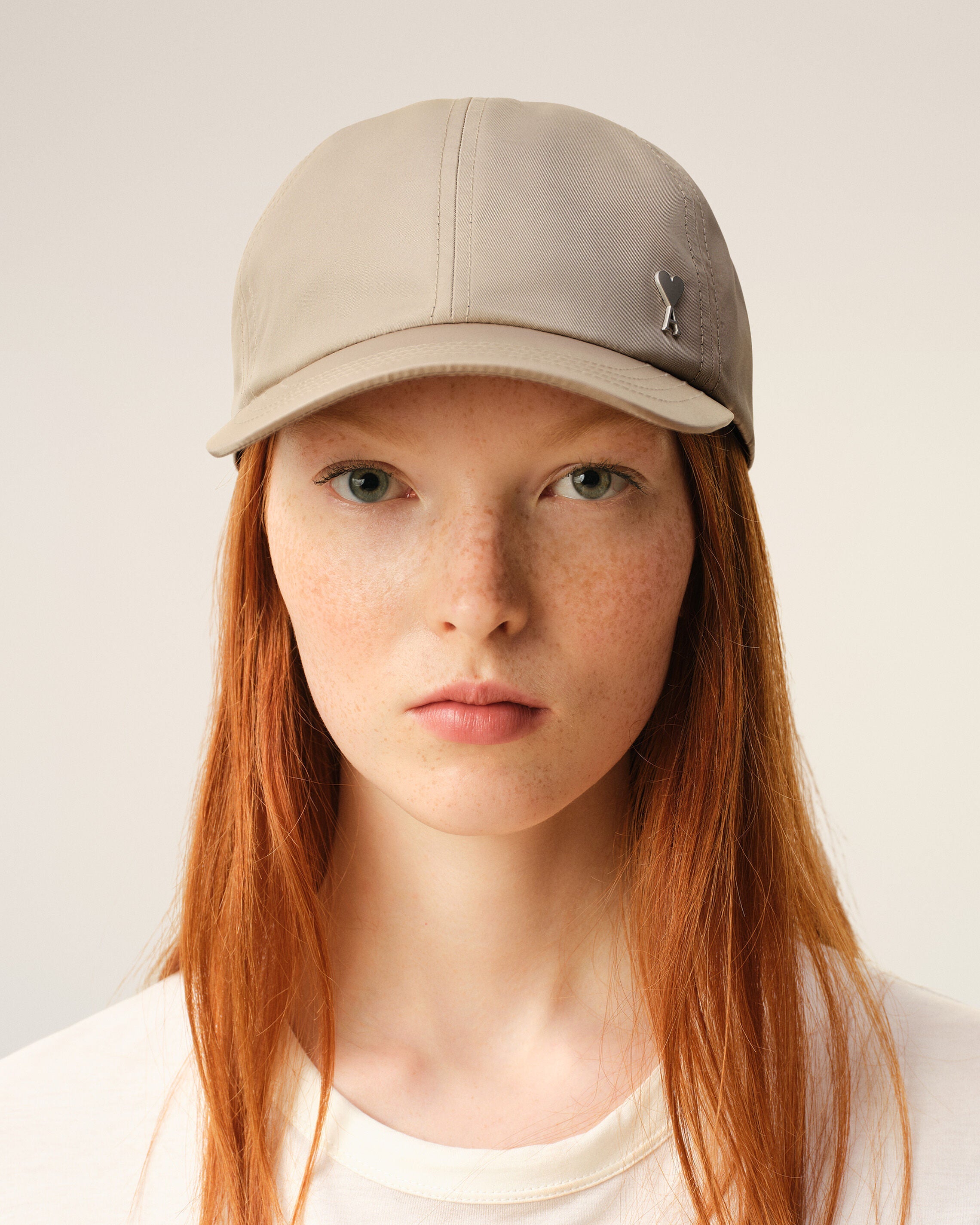 Beige Nylon Ami De Coeur Stud Cap
