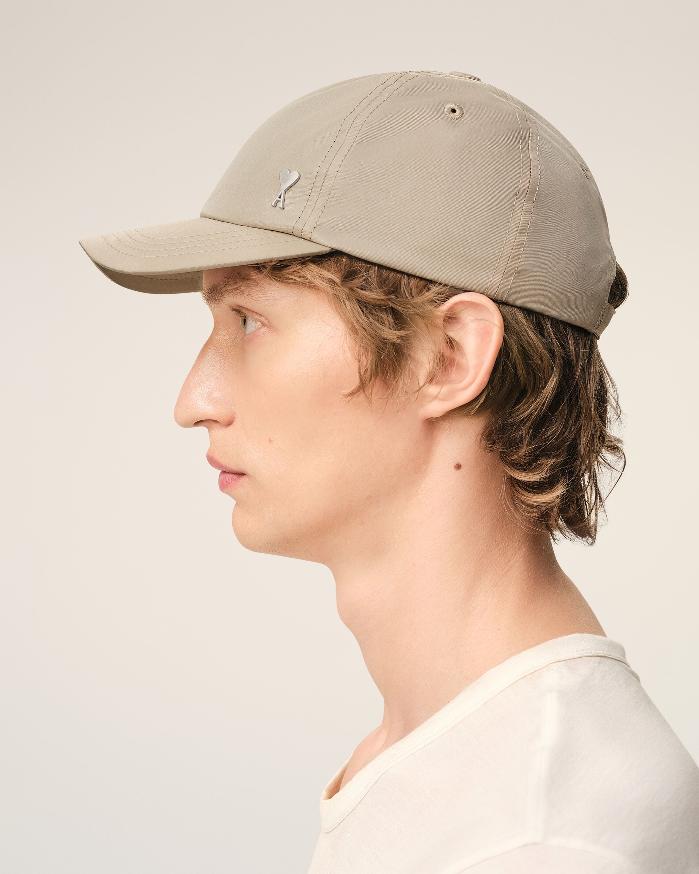 Beige Nylon Ami De Coeur Stud Cap