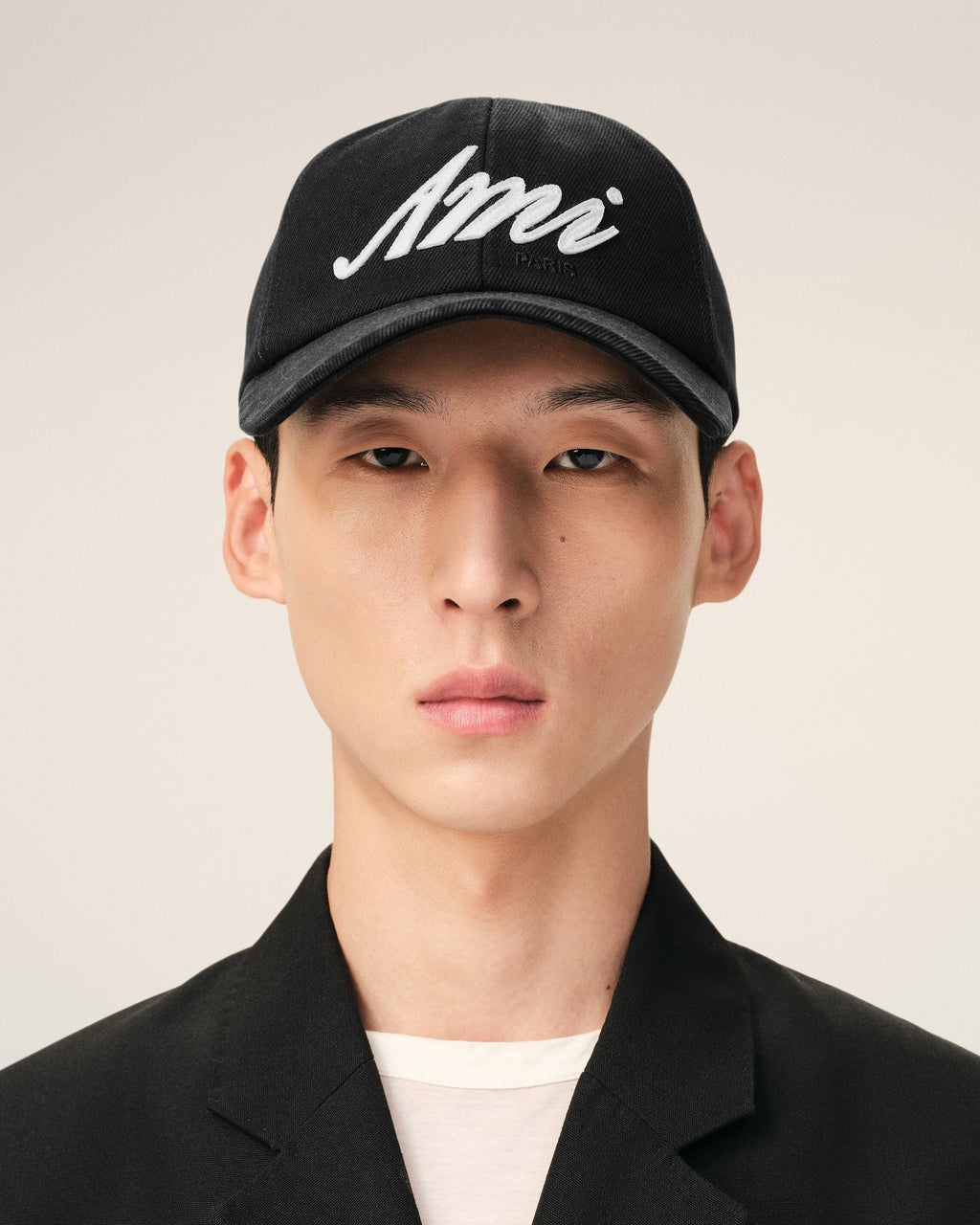 Black Cotton Ami Felt Patch Cap
