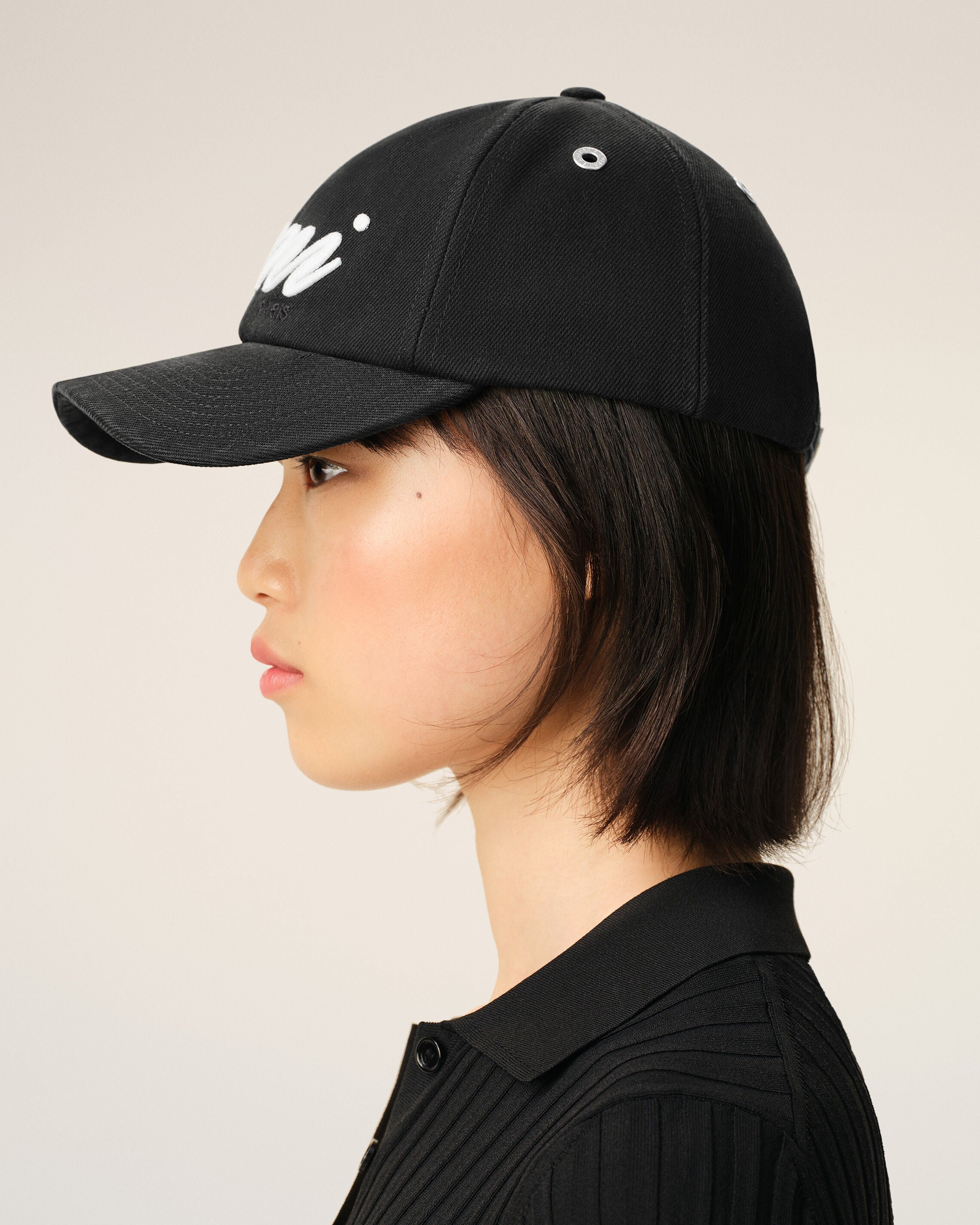 Black Cotton Ami Felt Patch Cap