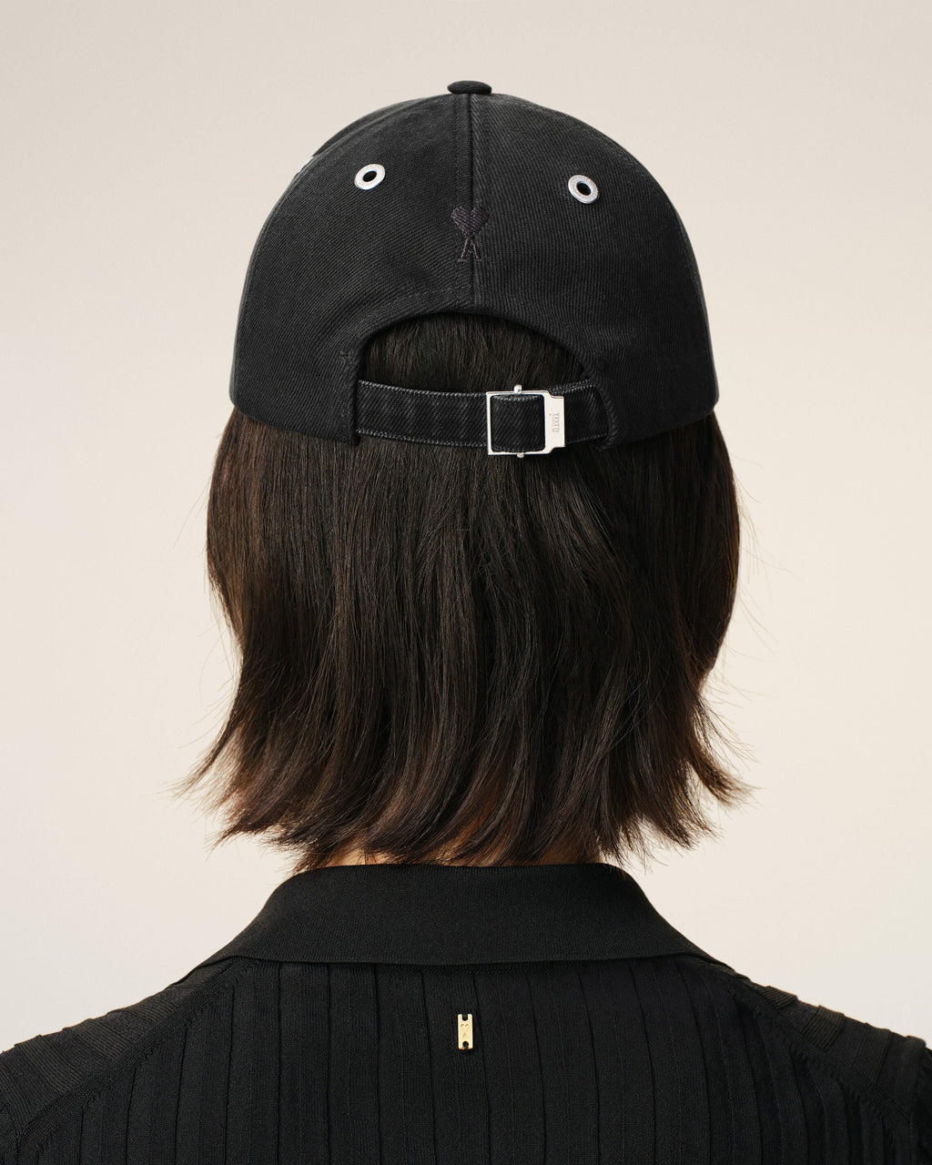 Black Cotton Ami Felt Patch Cap